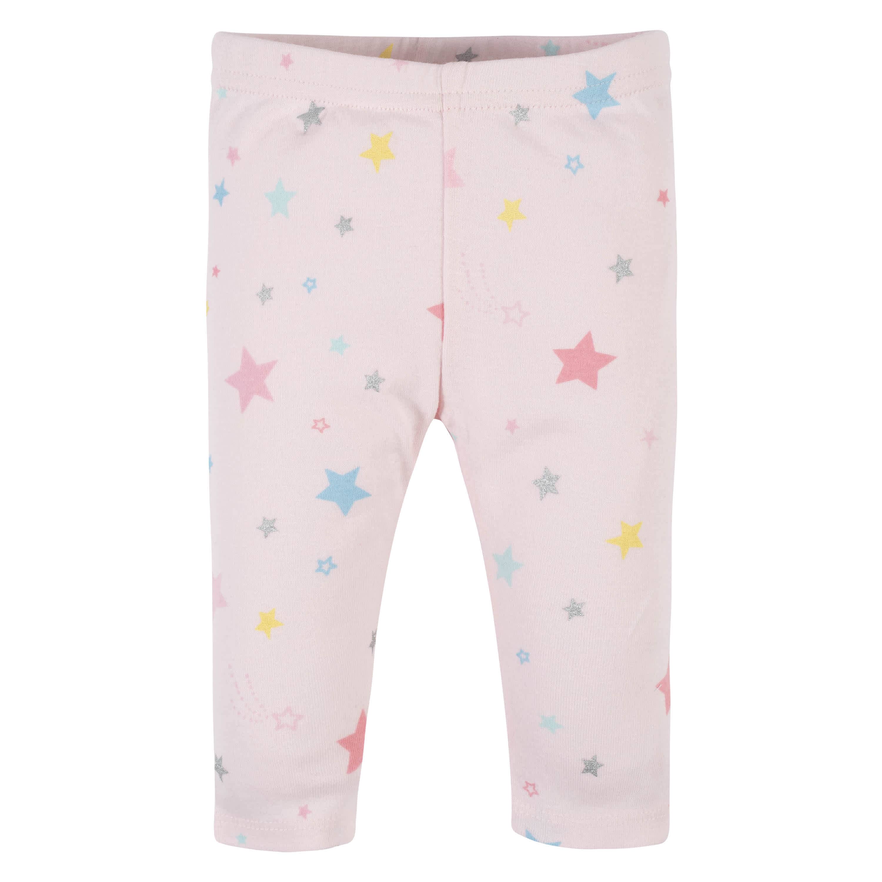 3-Pack Baby Girls Stars & Pastels Leggings, 0-3M - Image 2