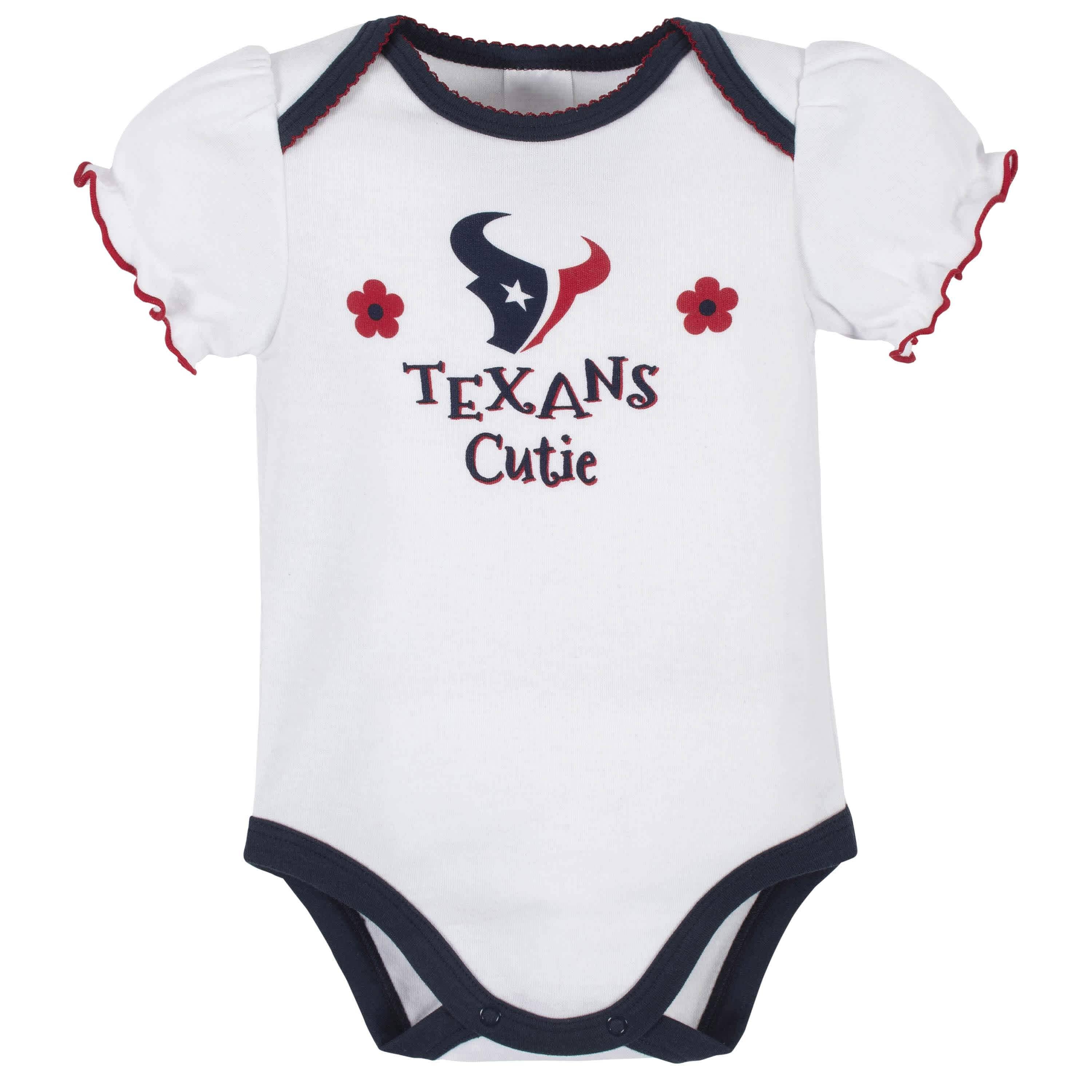 3-Pack Baby Girls Houston Texans Short Sleeve Bodysuits - Image 2
