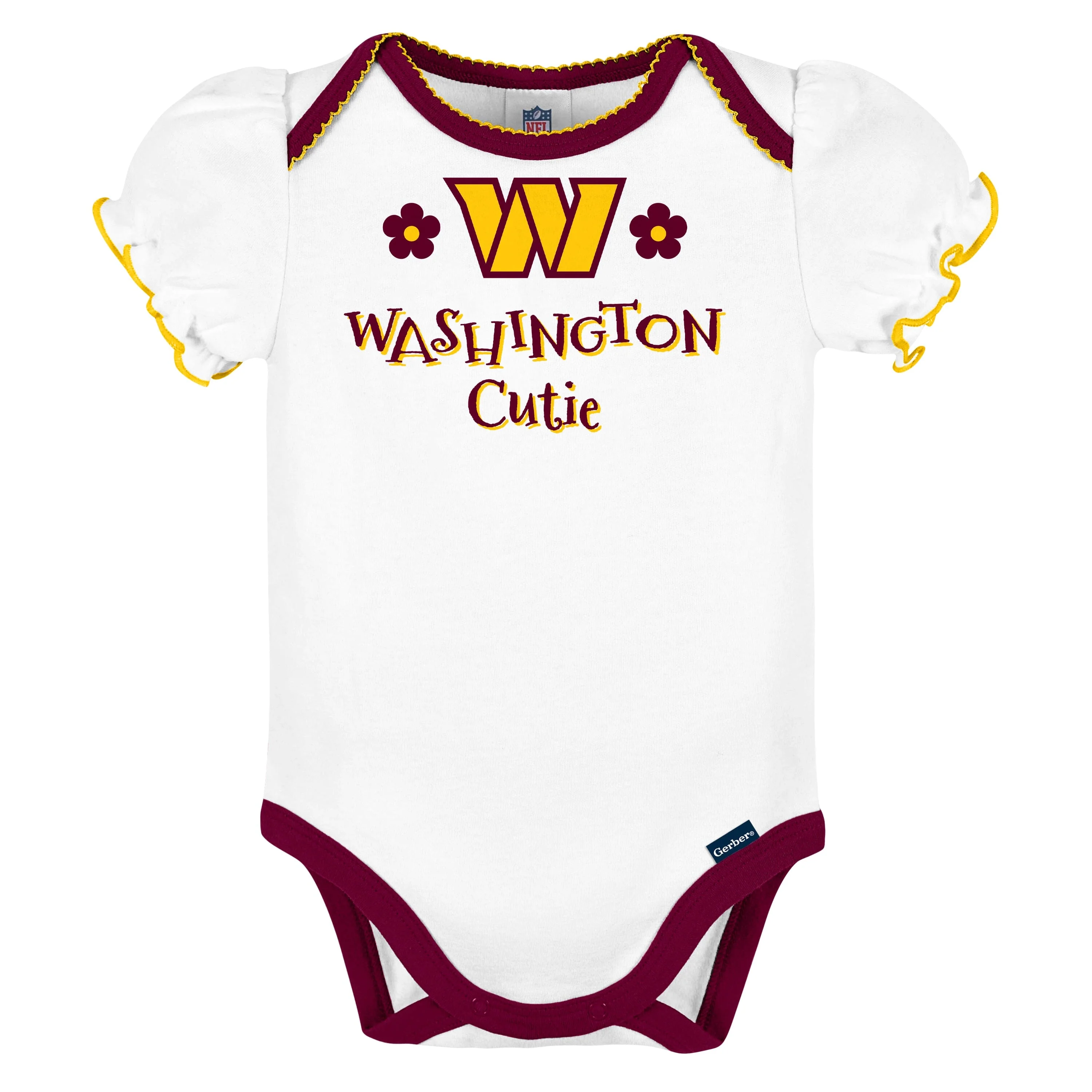3-Pack Baby Girls Washington Commanders Short Sleeve Bodysuits - Image 3
