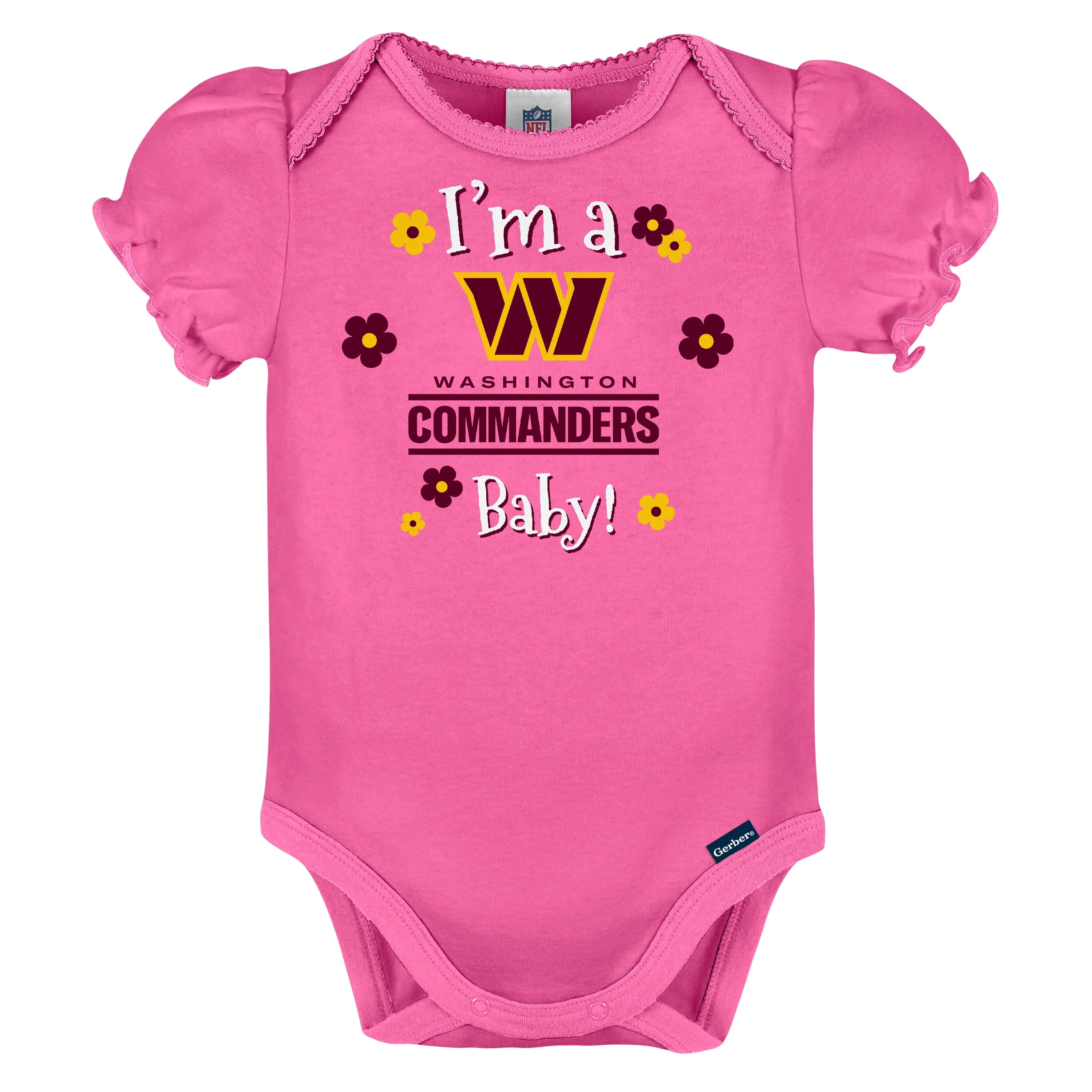 3-Pack Baby Girls Washington Commanders Short Sleeve Bodysuits - Image 4