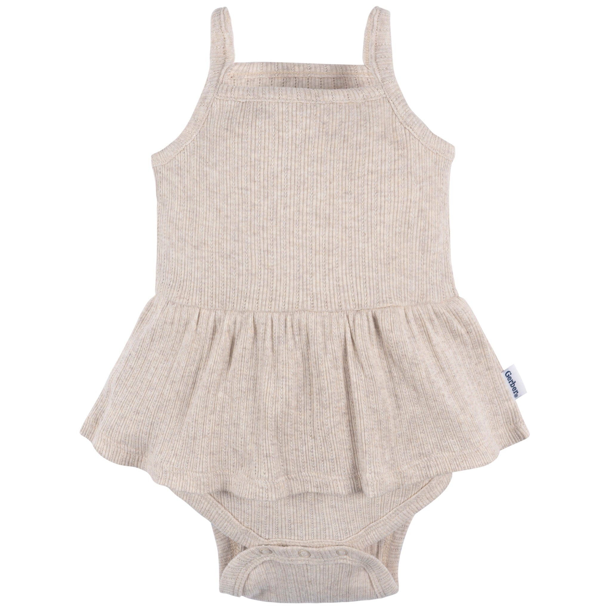 3-Pack Baby Girls Purple, Oatmeal, & Peach Sleeveless Skirted Onesies® Bodysuits - Image 4