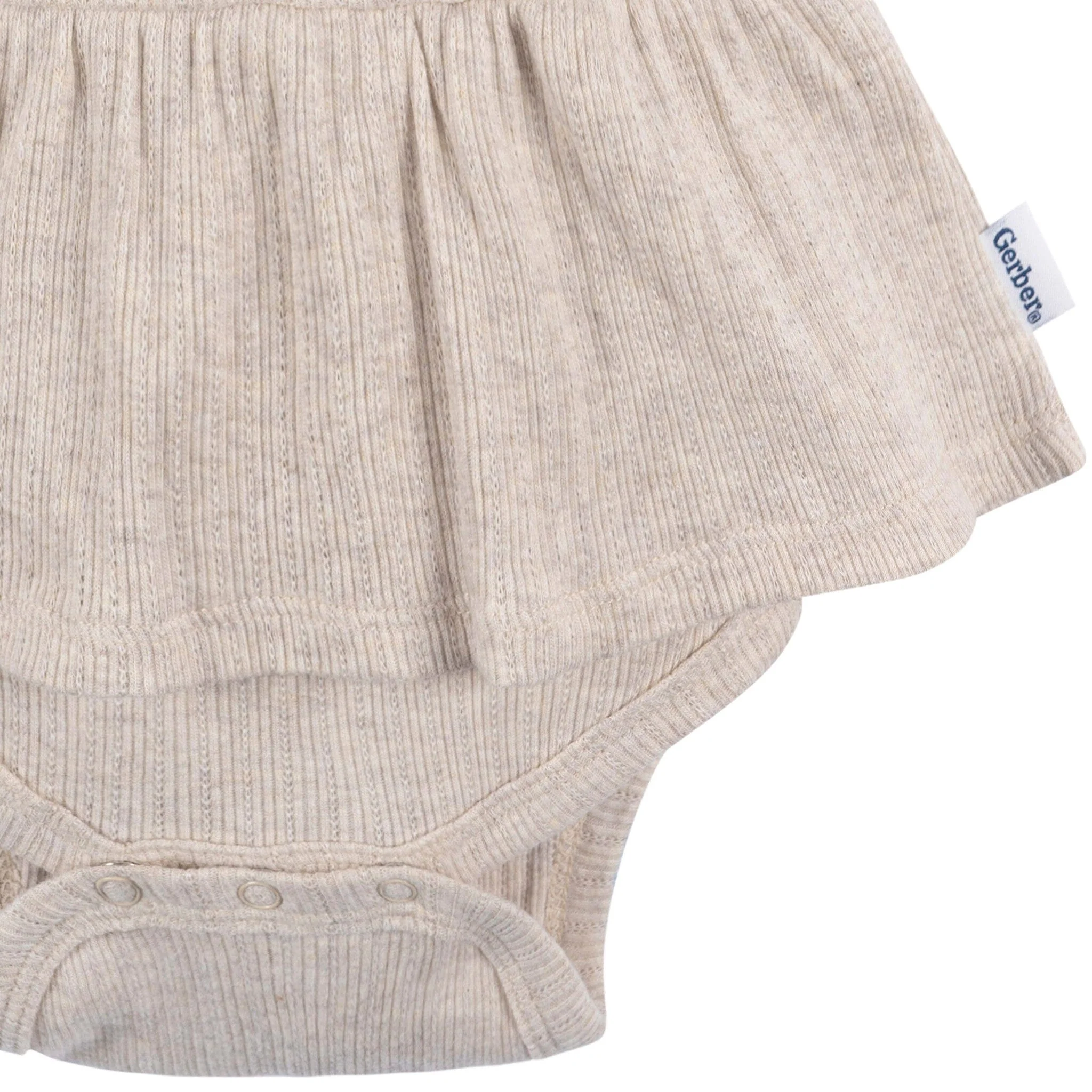 3-Pack Baby Girls Purple, Oatmeal, & Peach Sleeveless Skirted Onesies® Bodysuits - Image 5