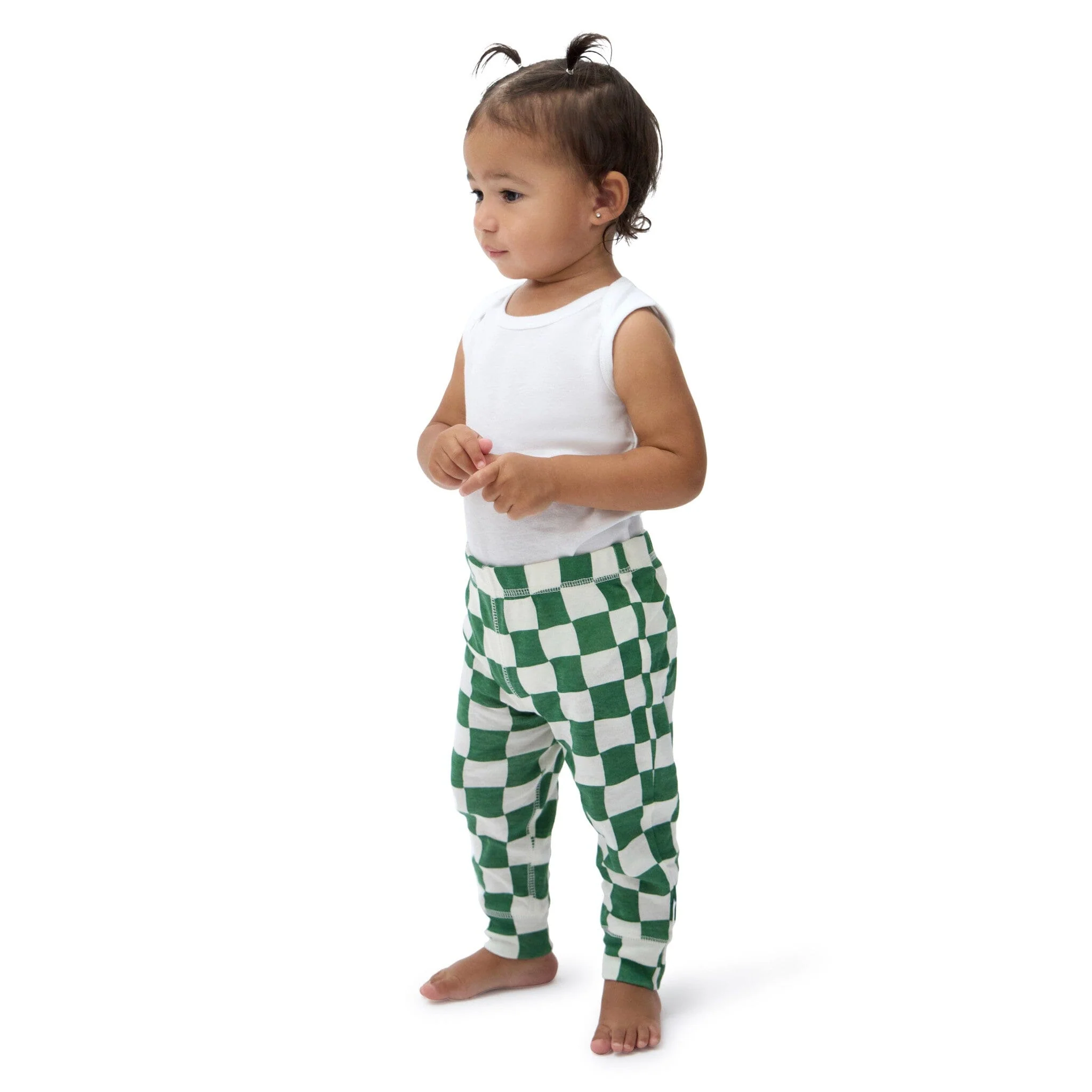 3-Pack Baby Neutral Green Checkers Active Pants - Image 2
