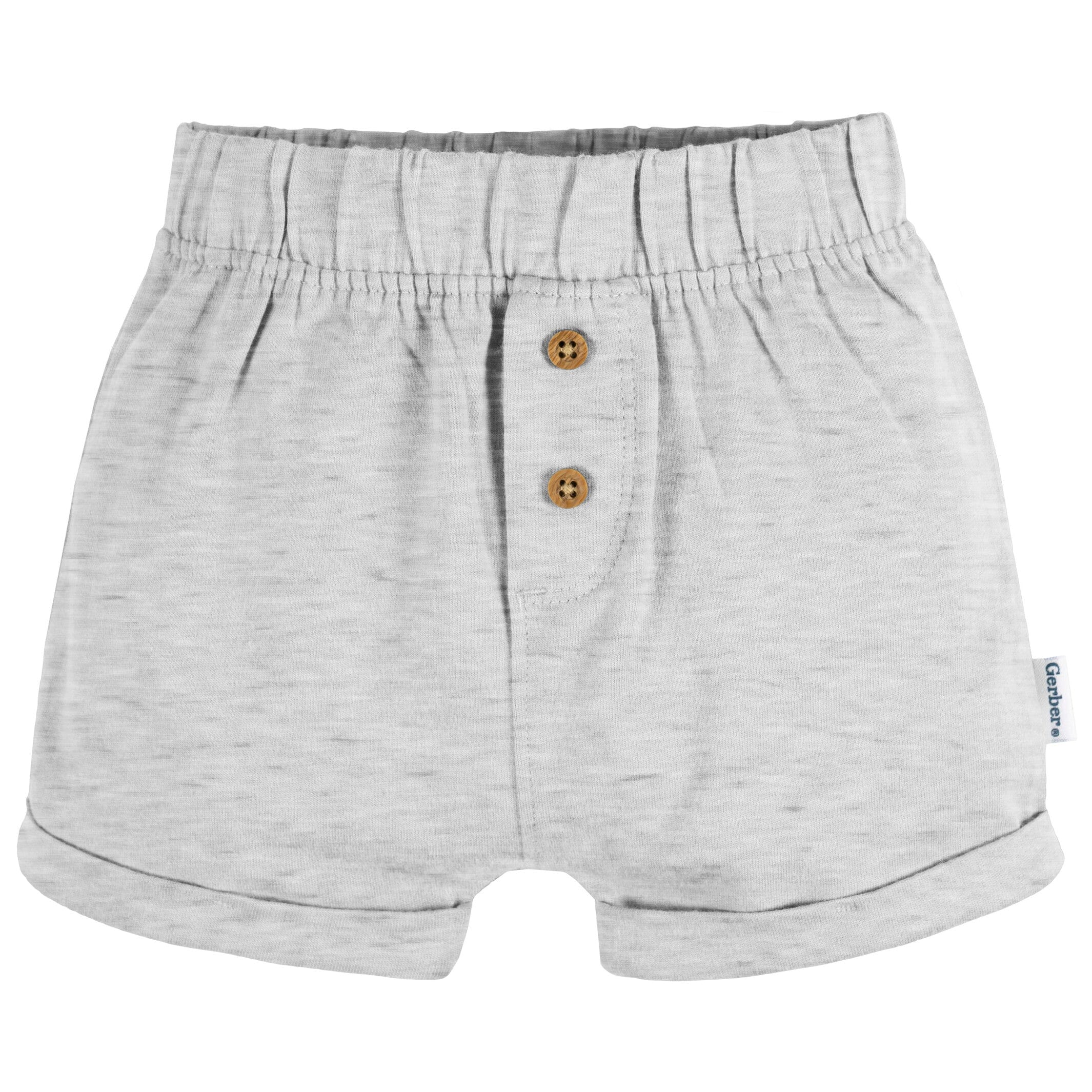 3-Pack Baby Neutral Black Stripe, Light Grey Heather, & Green Knit Shorts - Image 4