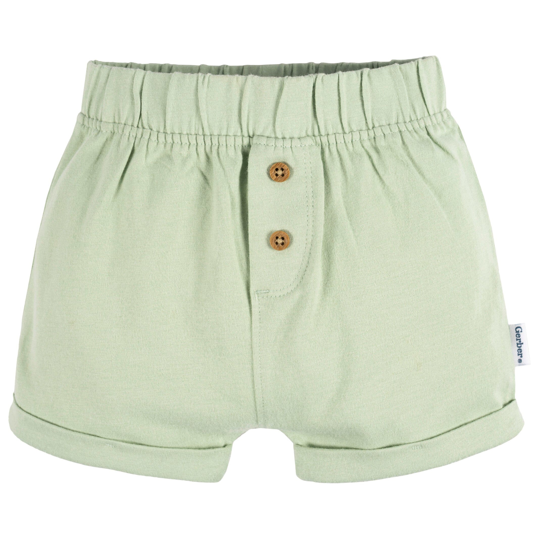 3-Pack Baby Neutral Black Stripe, Light Grey Heather, & Green Knit Shorts - Image 5