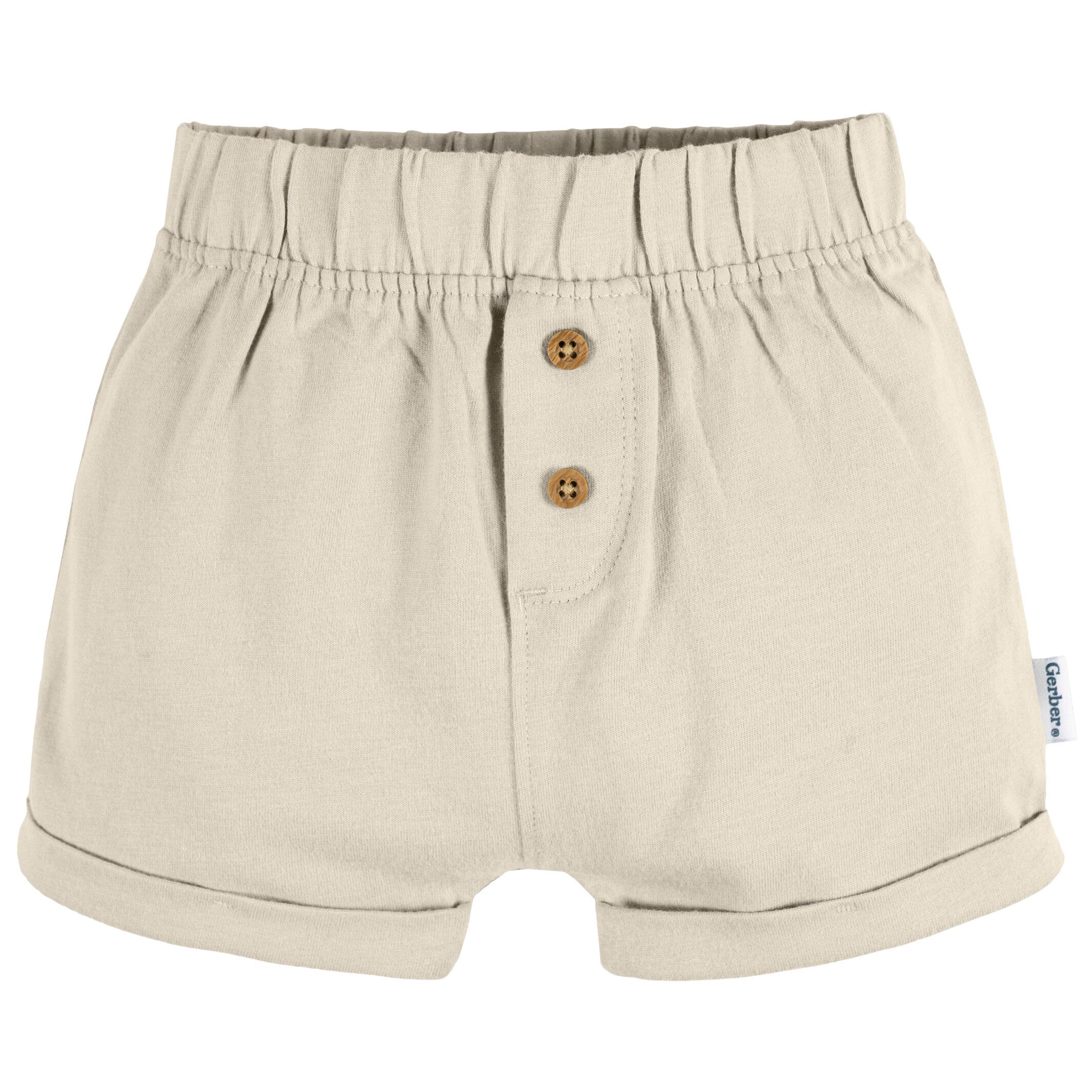 3-Pack Baby Neutral Tan Stripe, Tan, & Grey Knit Shorts - Image 5