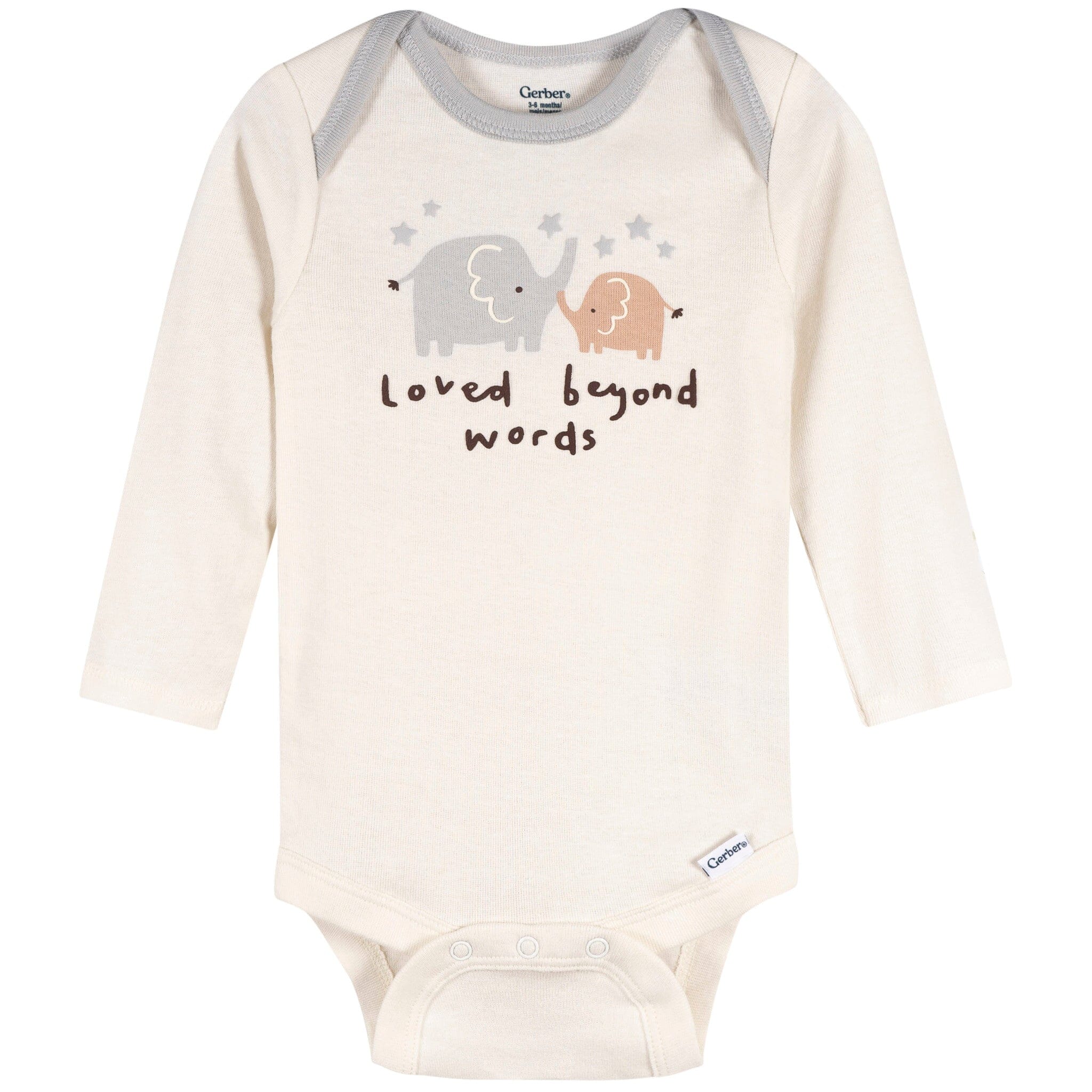 3-Pack Baby Neutral Elephant Love Long Sleeve Onesies® Bodysuits - Image 2