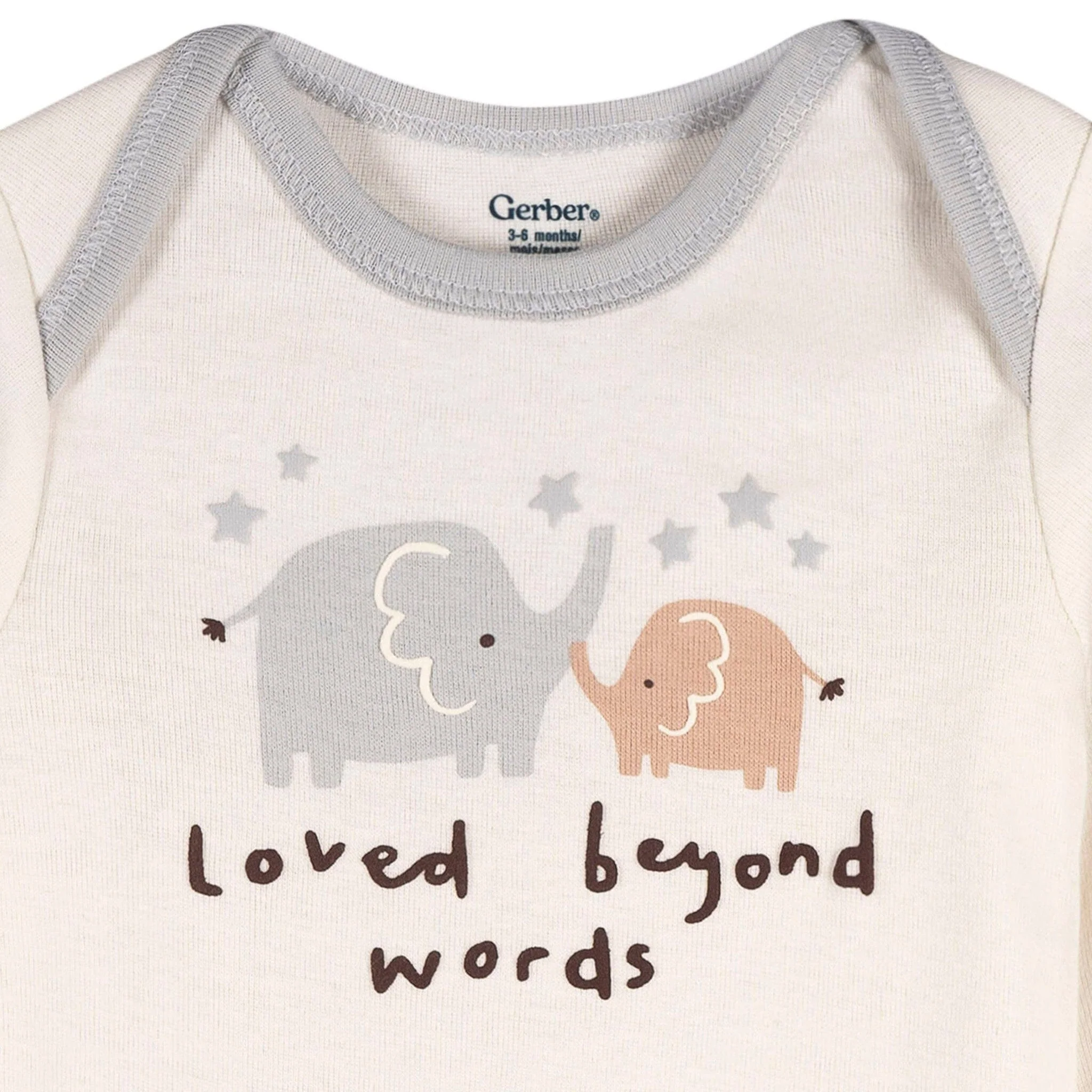 3-Pack Baby Neutral Elephant Love Long Sleeve Onesies® Bodysuits - Image 3
