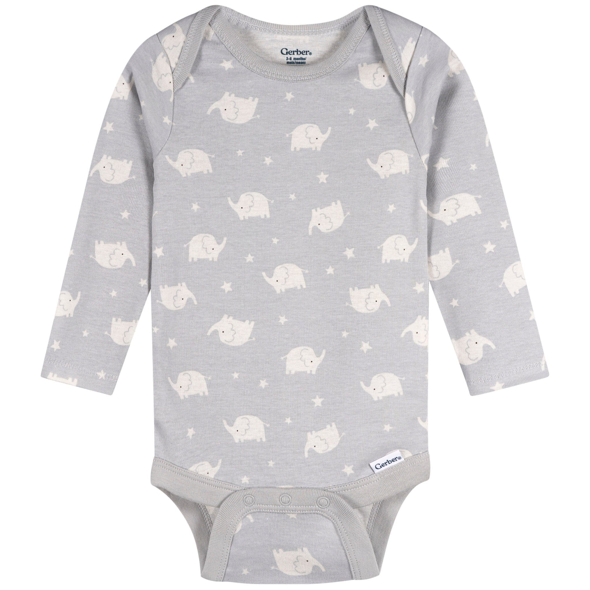 3-Pack Baby Neutral Elephant Love Long Sleeve Onesies® Bodysuits - Image 4