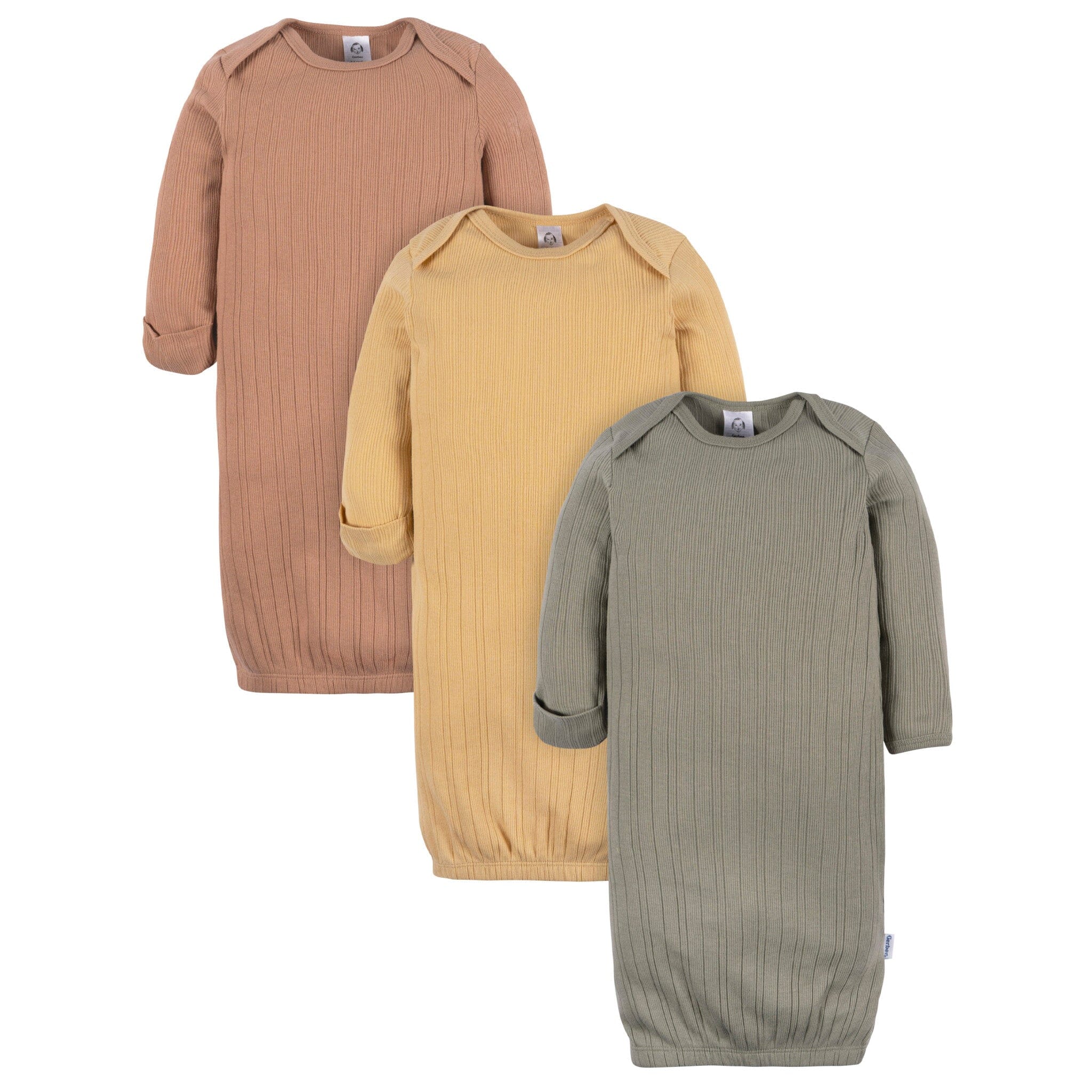 3-Pack Baby Neutral Earth Tones Lap Shoulder Gowns