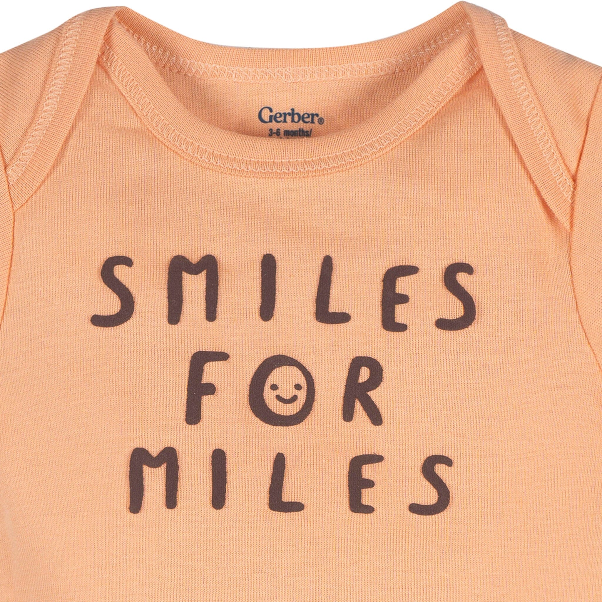 3-Pack Baby Neutral Smiles For Miles Short Sleeve Onesies® Bodysuits - Image 3