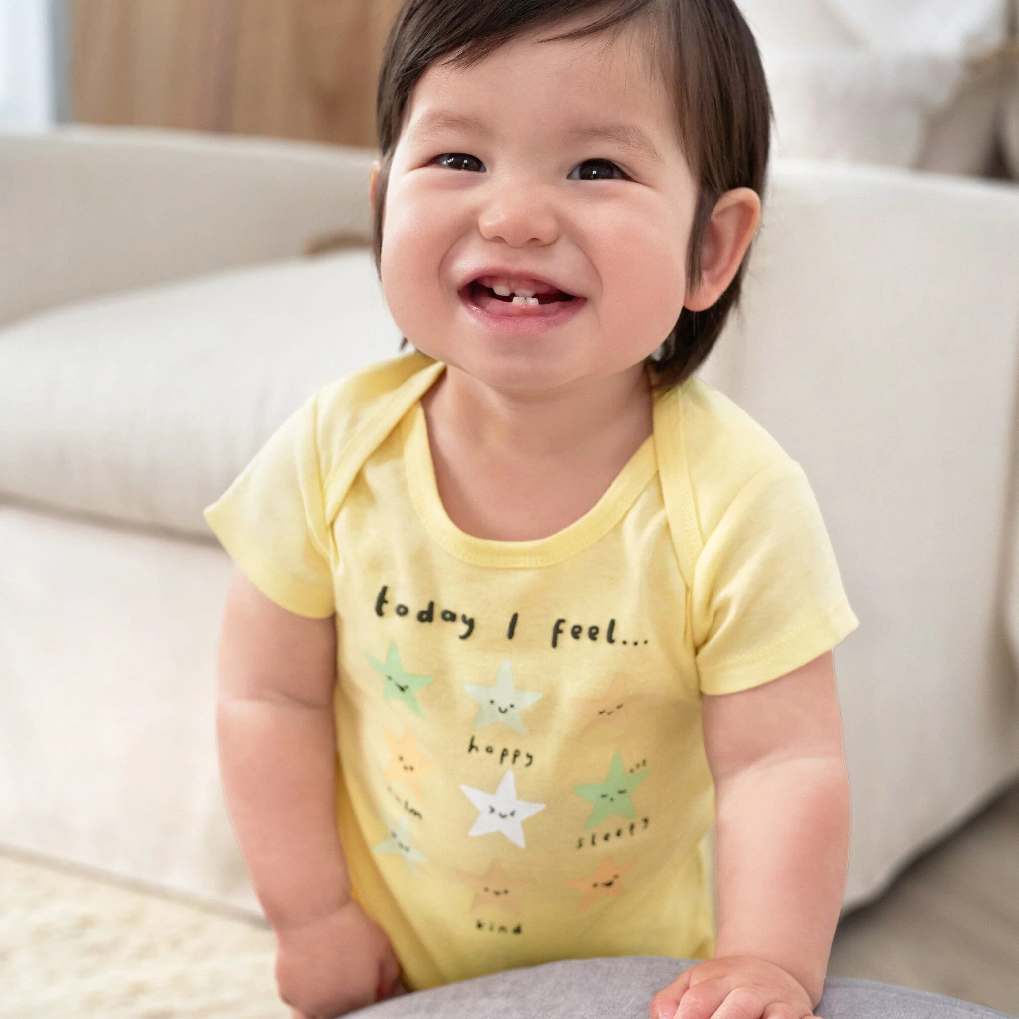3-Pack Baby Neutral Starry Smiles Short Sleeve Onesies® Bodysuits - Image 2