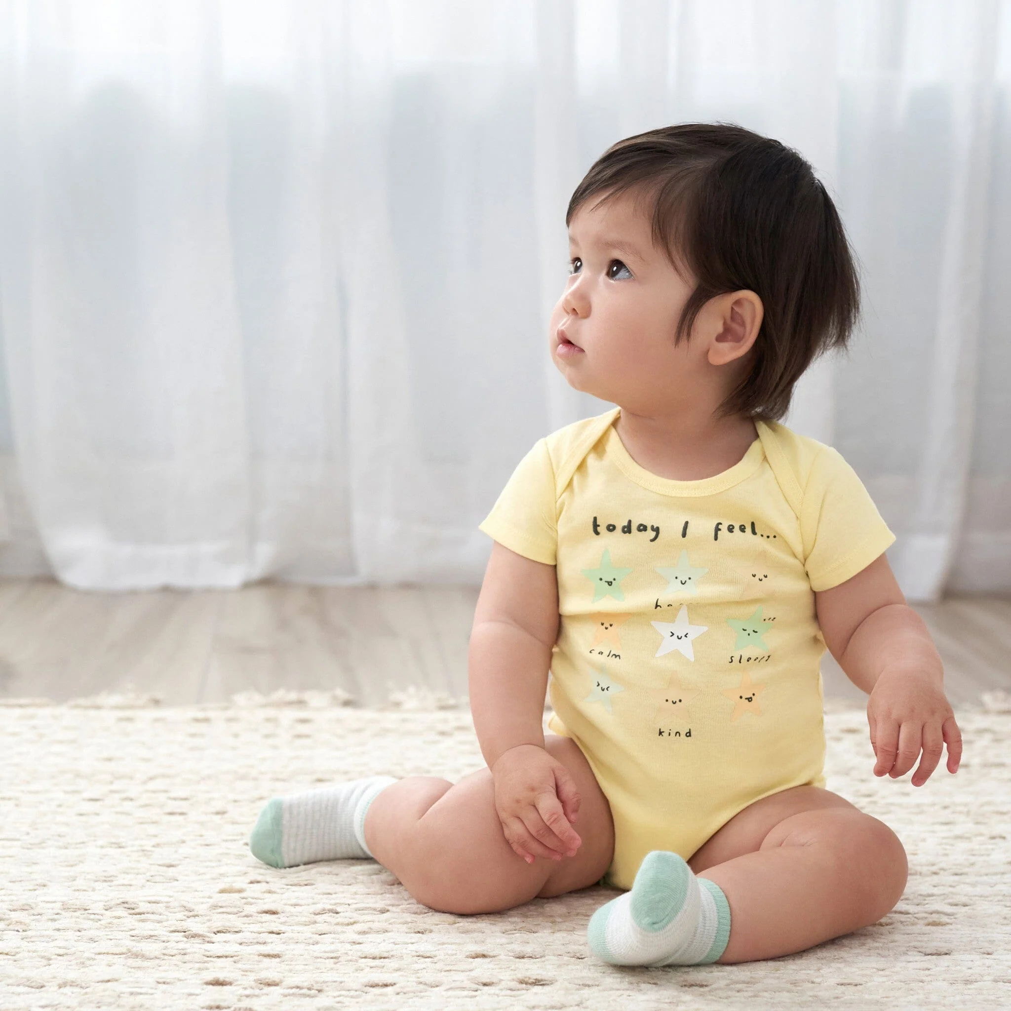 3-Pack Baby Neutral Starry Smiles Short Sleeve Onesies® Bodysuits - Image 3