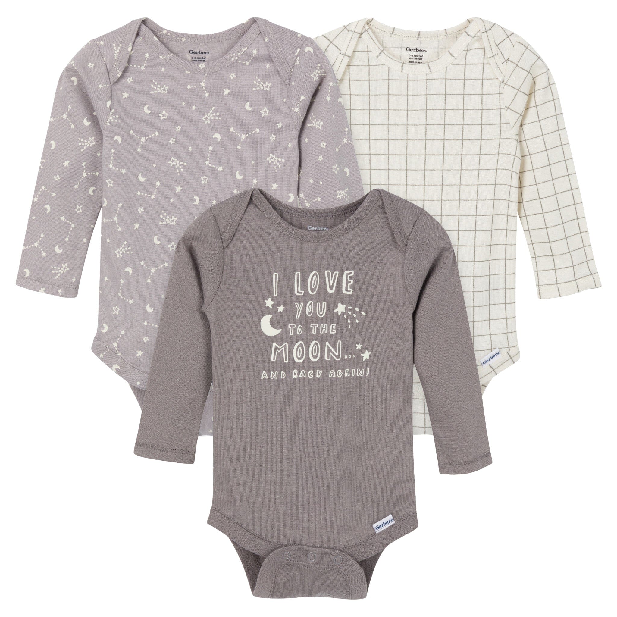 3-Pack Baby Neutral To The Moon and Back Onesies® Bodysuits