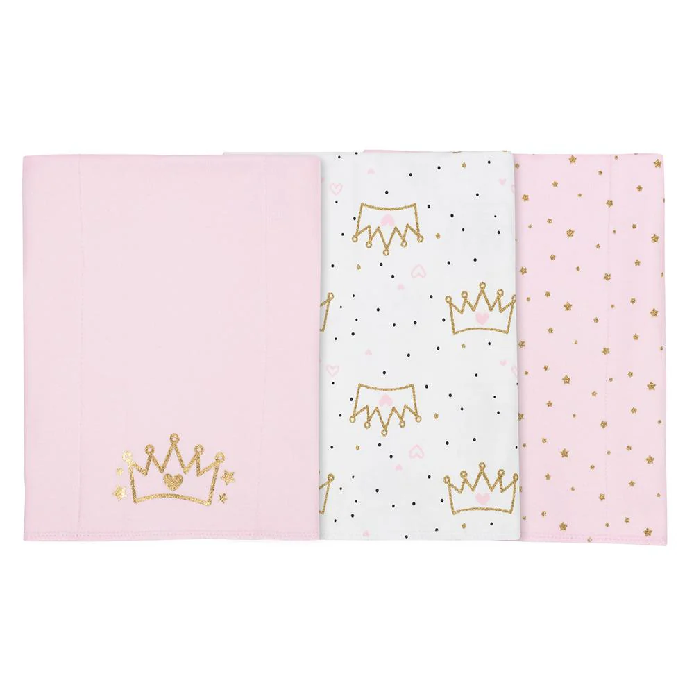3-Pack Girls Princess Knit Burp Cloths
