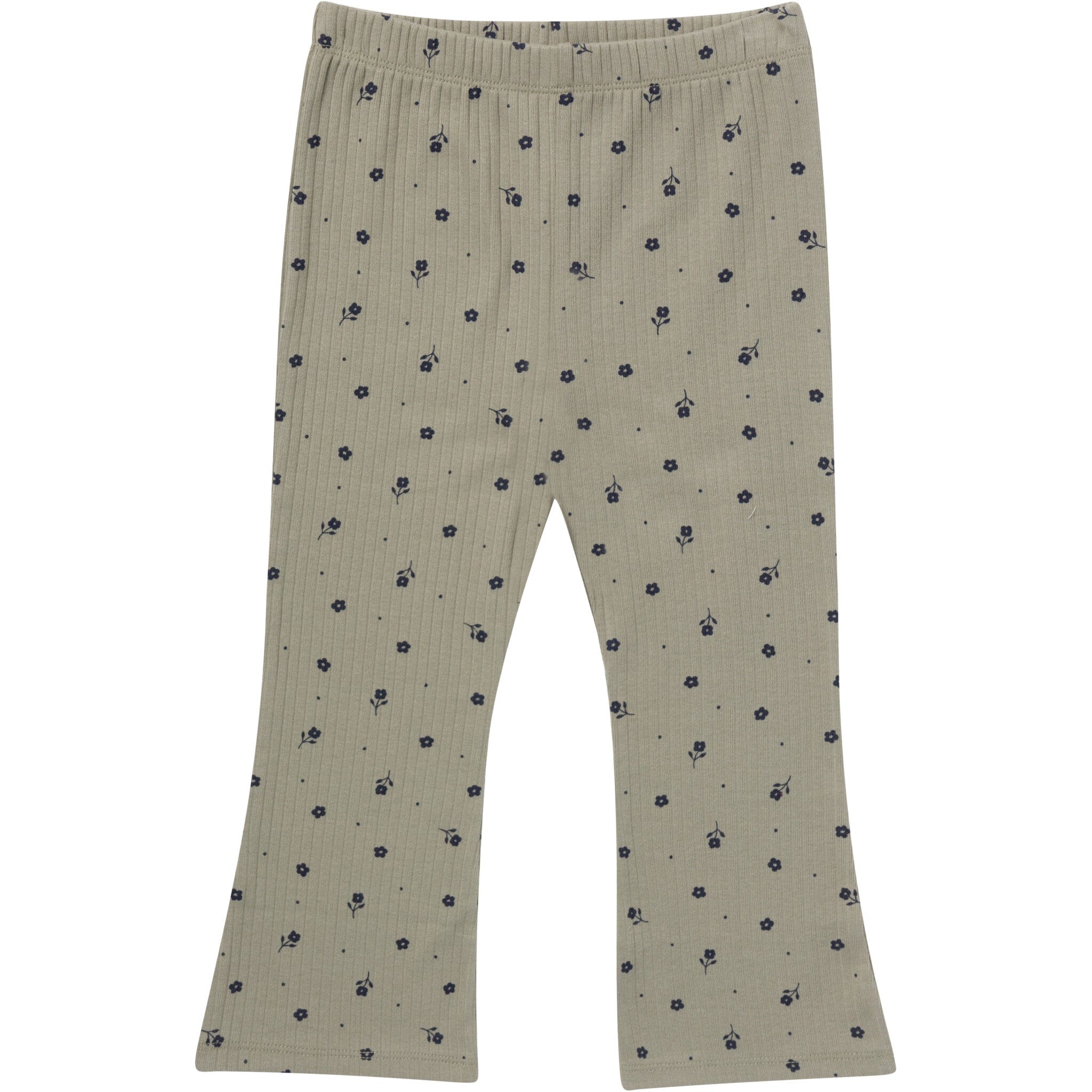 3-Pack Infant & Toddler Girls Green Daisies, Blue and Gray Ribbed Flare Leggings - Image 2