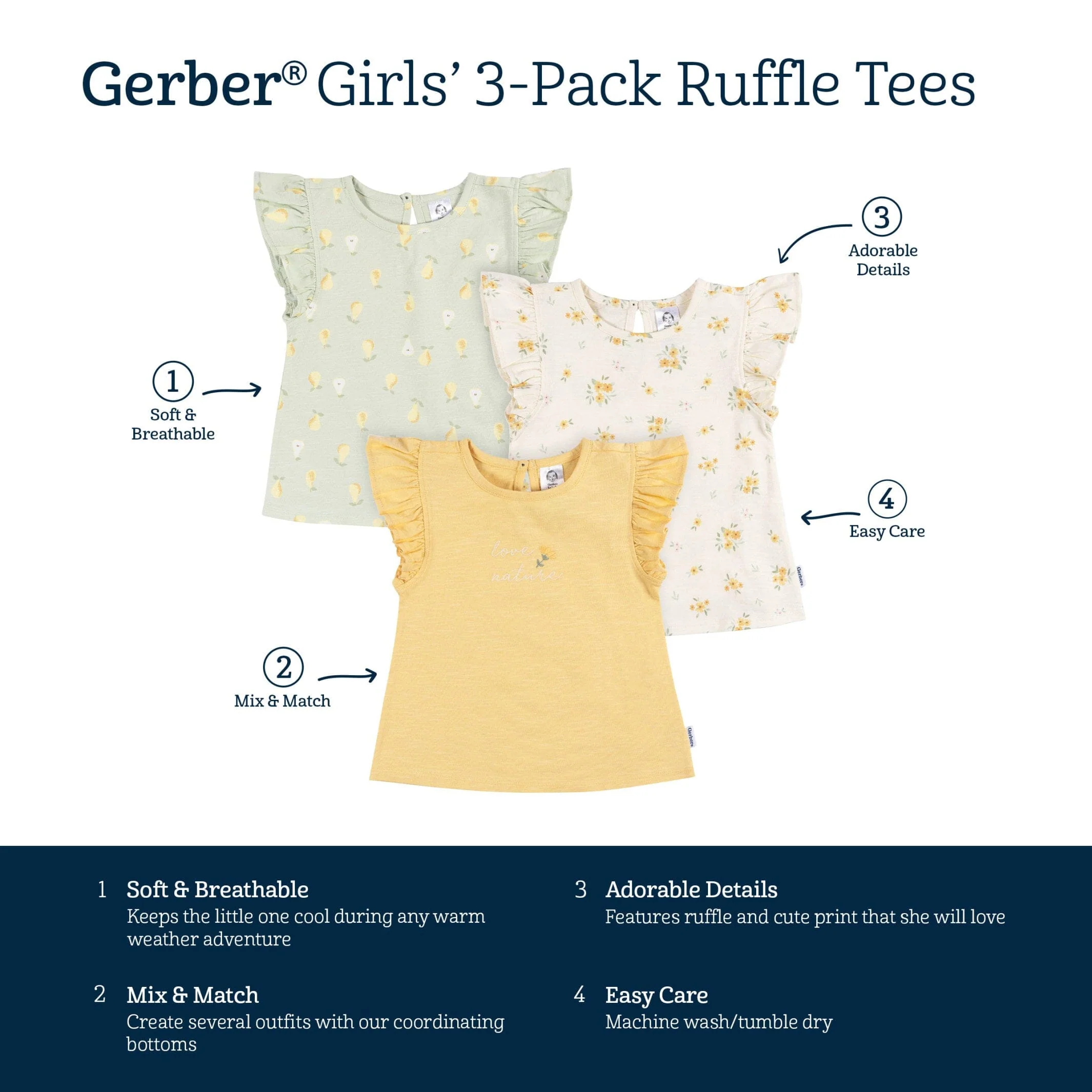 3-Pack Infant and Toddler Girls Love Nature T-Shirts - Image 8
