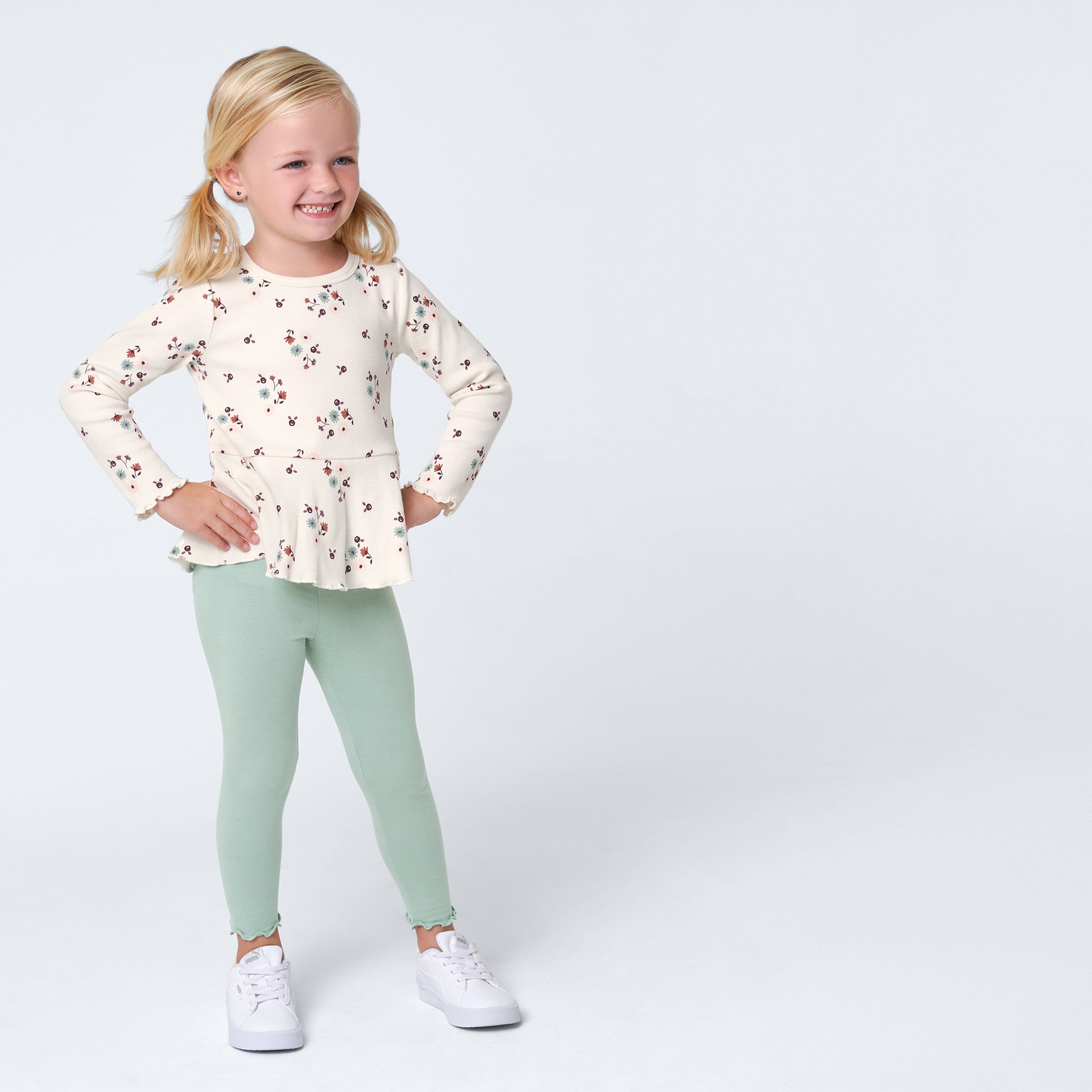 3-Pack Infant & Toddler Girls Mint Floral Leggings - Image 2