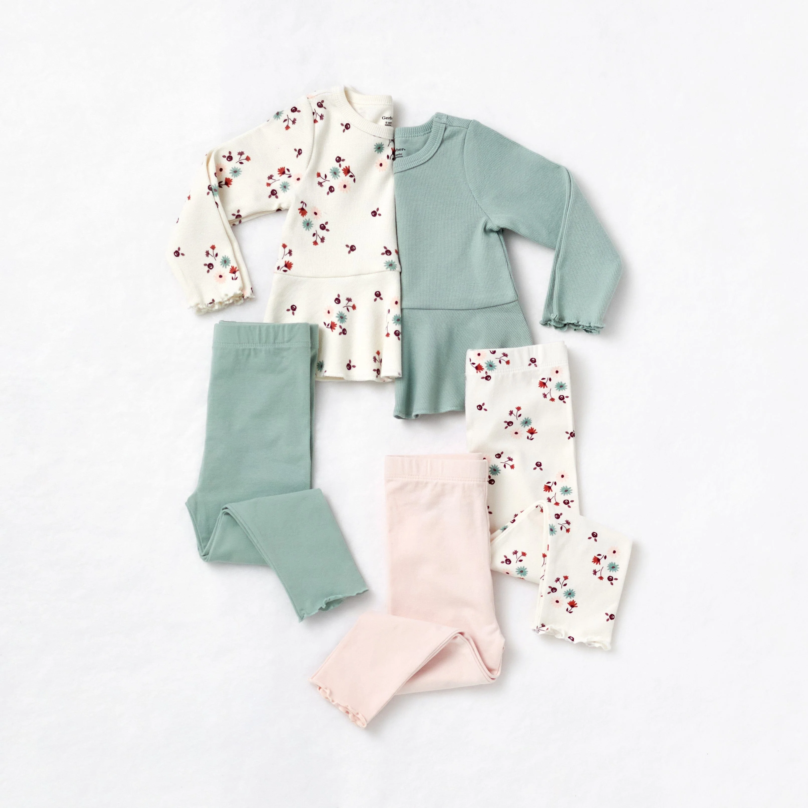 3-Pack Infant & Toddler Girls Mint Floral Leggings - Image 6