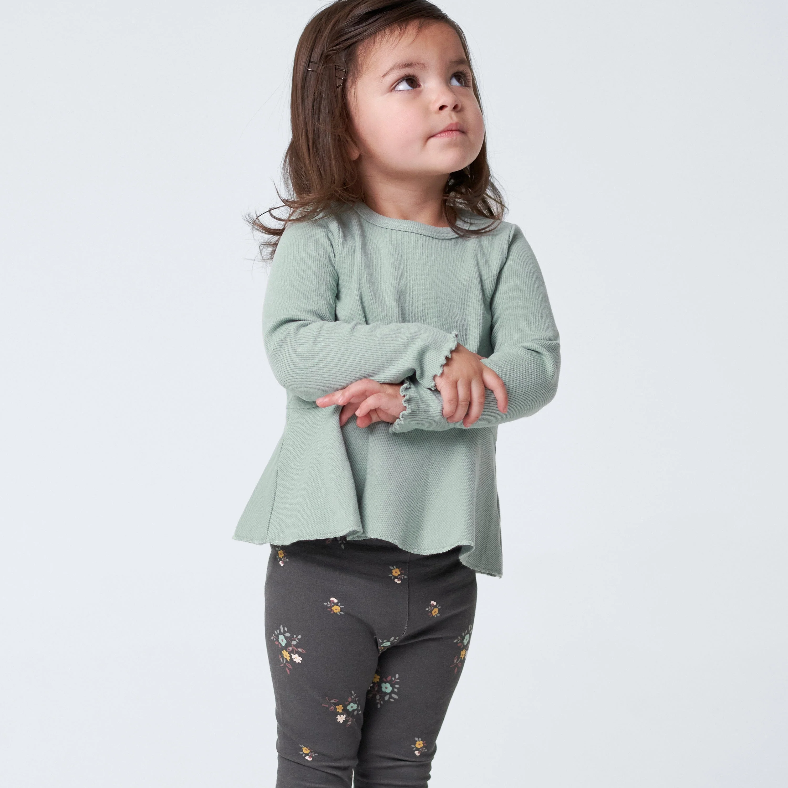 3-Pack Infant & Toddler Girls Mustard & Charcoal Floral Leggings - Image 3