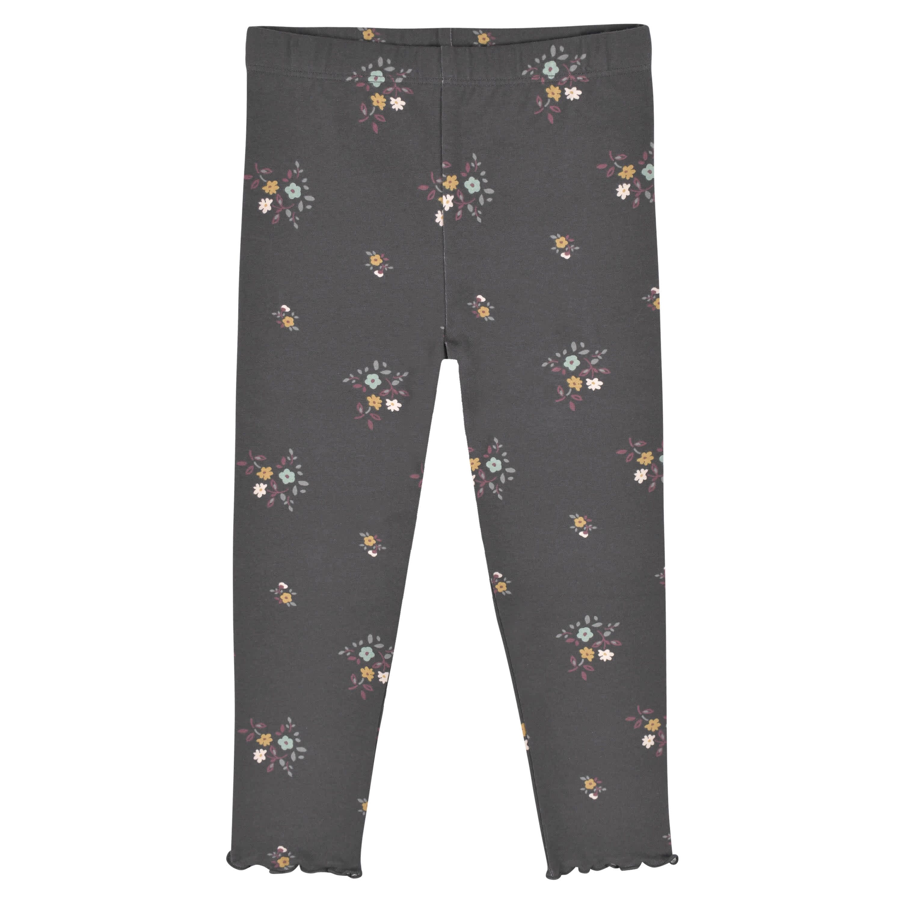 3-Pack Infant & Toddler Girls Mustard & Charcoal Floral Leggings - Image 4