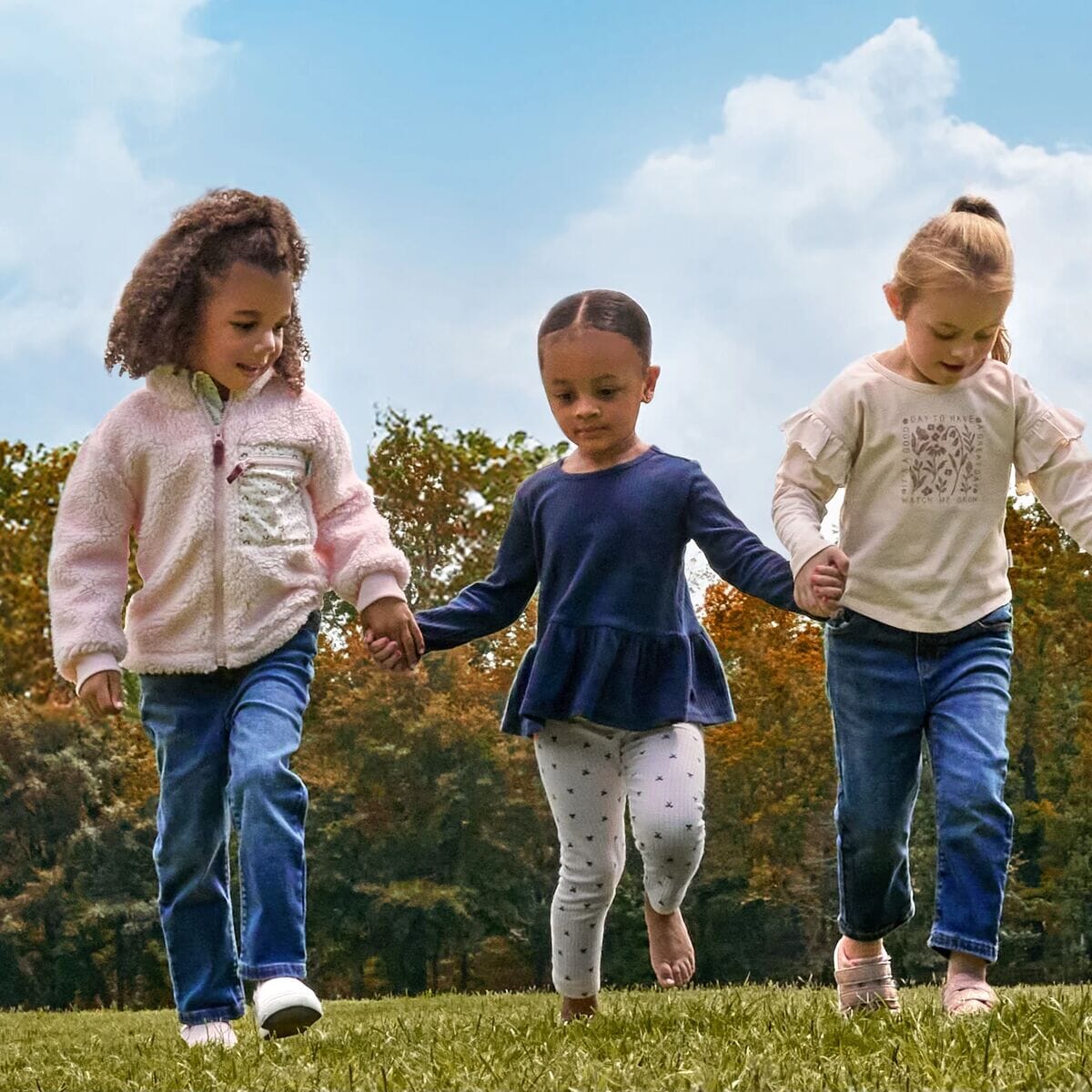 3-Pack Infant & Toddler Girls Navy, Oatmeal & Pink Long Sleeve Shirts - Image 2