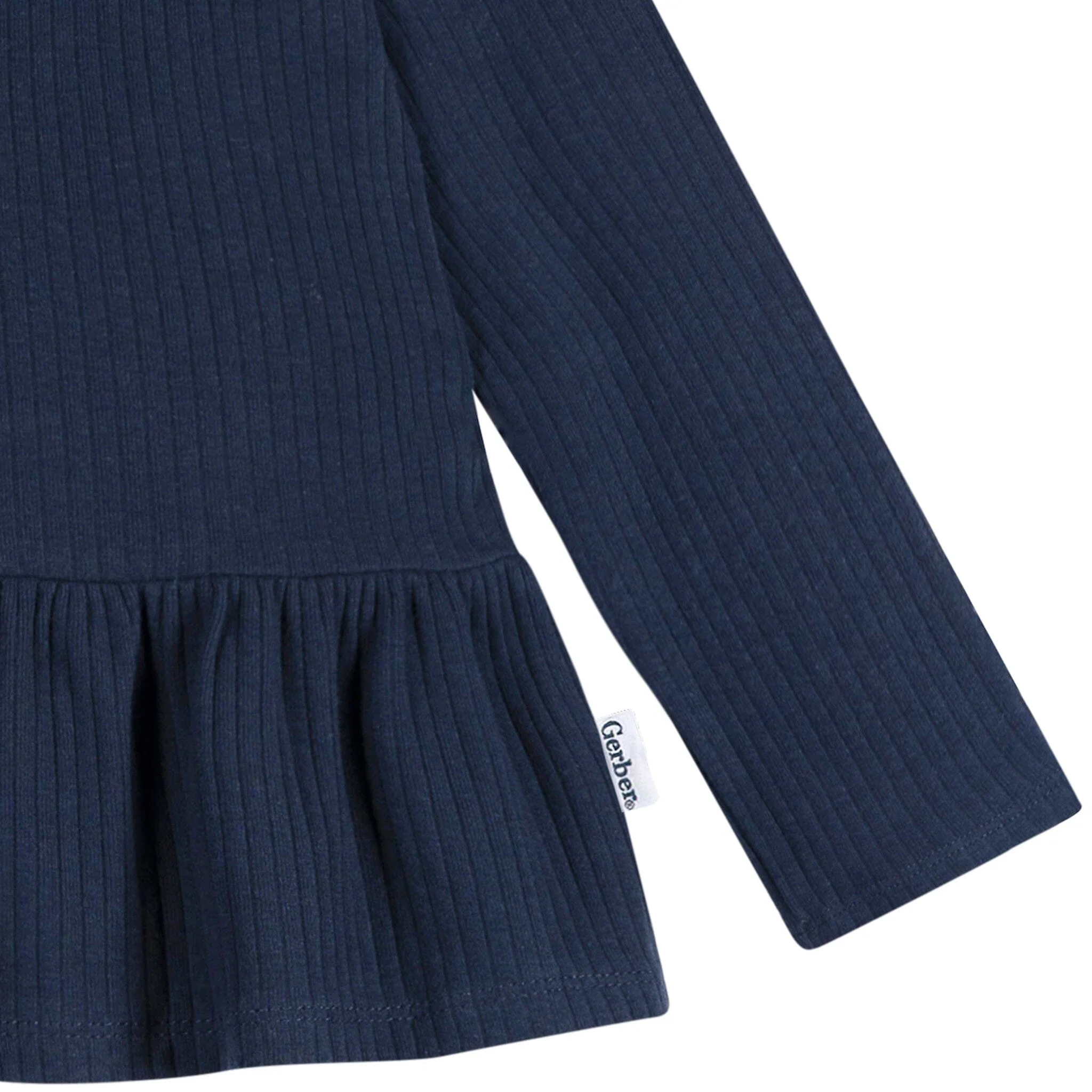 3-Pack Infant & Toddler Girls Navy, Oatmeal & Pink Long Sleeve Shirts - Image 9