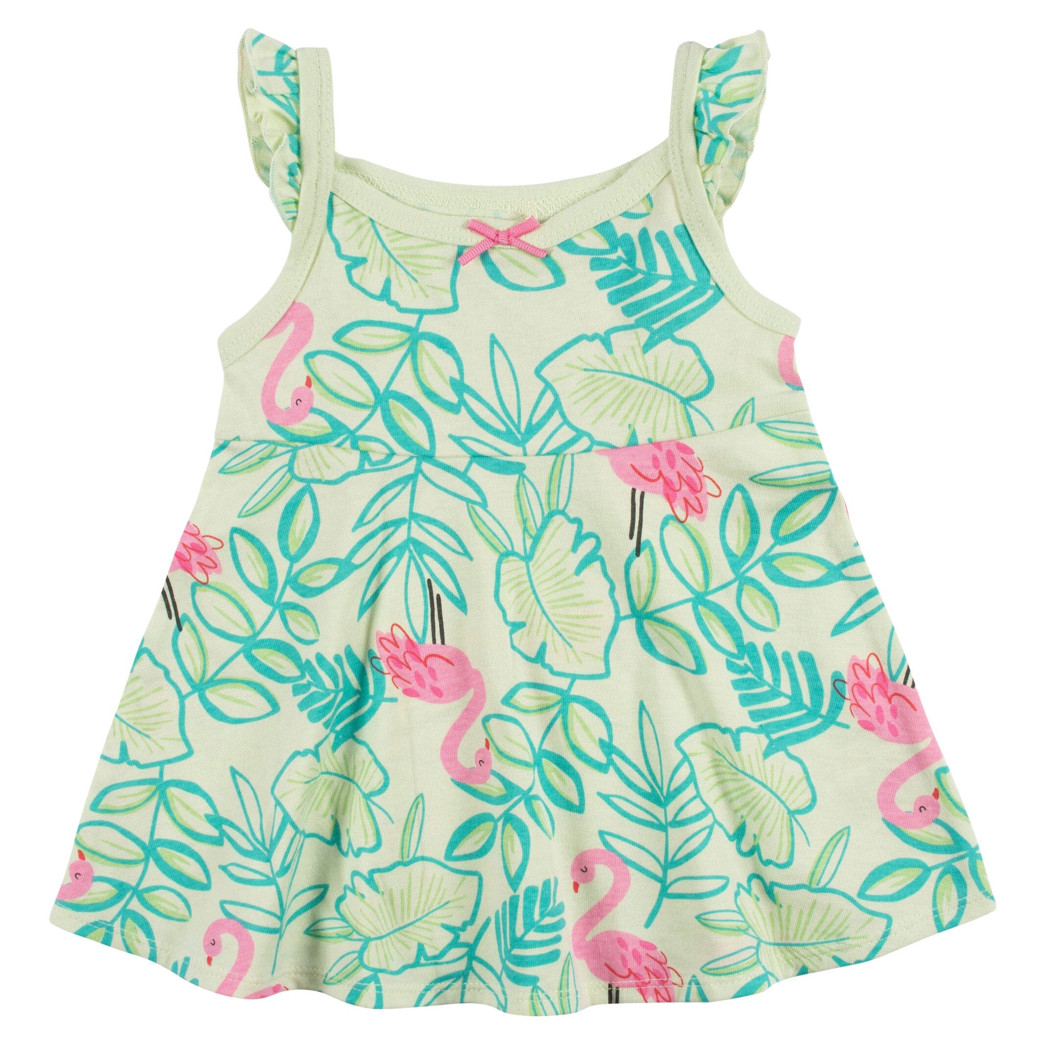 3-Piece Baby & Toddler Girls Flamingo Fun Dress, Diaper Cover & Reversible Sun Hat Set - Image 3