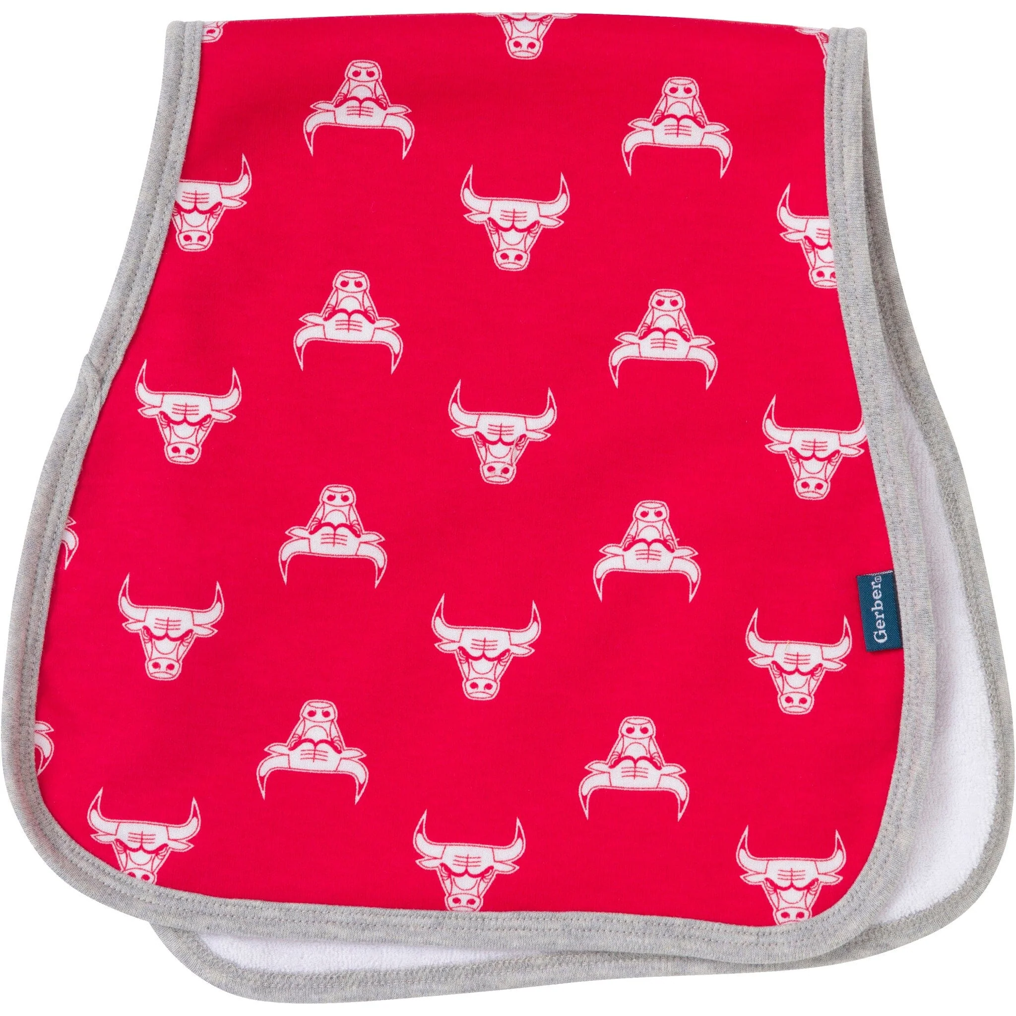 3-Piece Baby Neutral Chicago Bulls Bandana Bib and Burp Cloth Set - Image 4