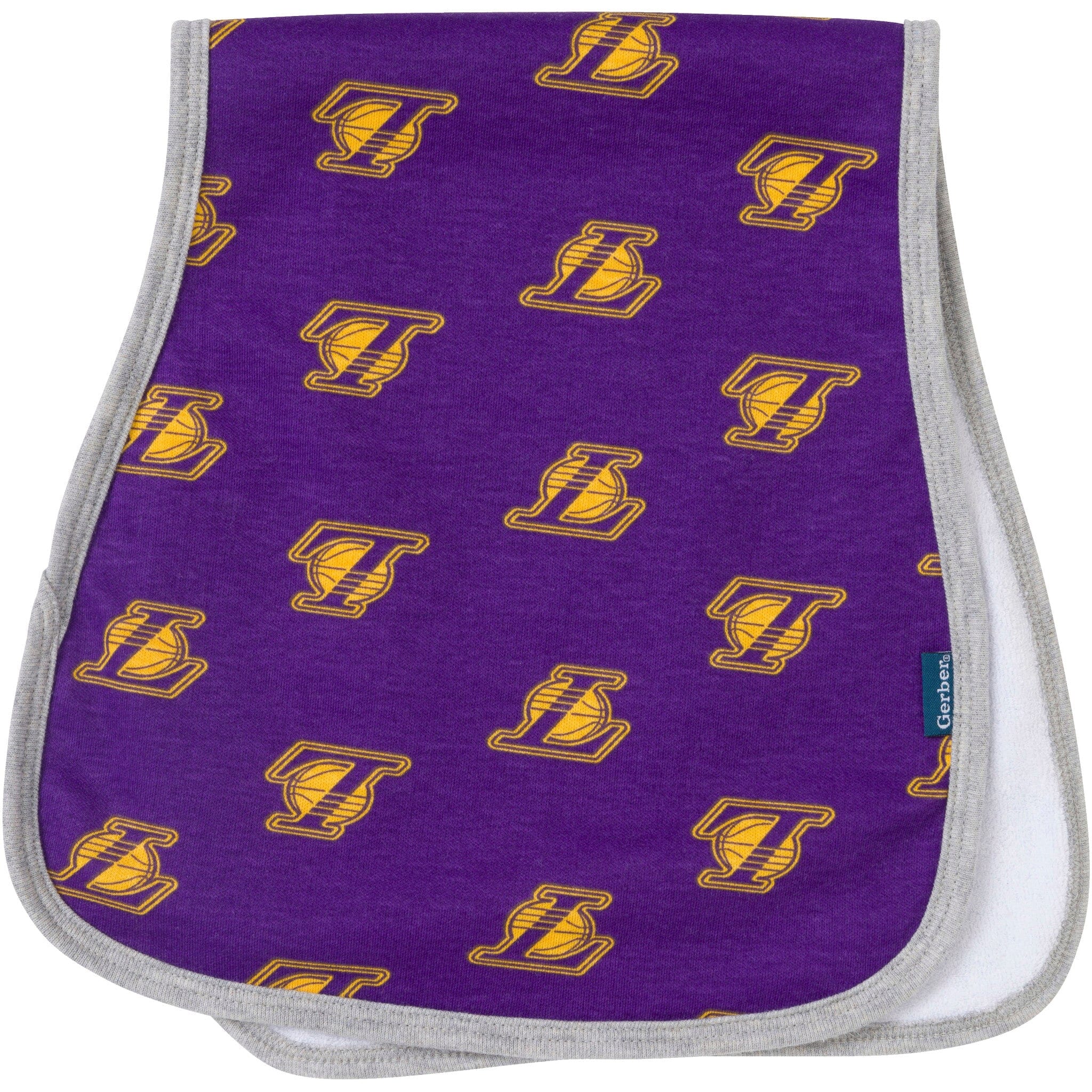 3-Piece Baby Neutral Los Angeles Lakers Bandana Bib and Burp Cloth Set - Image 4