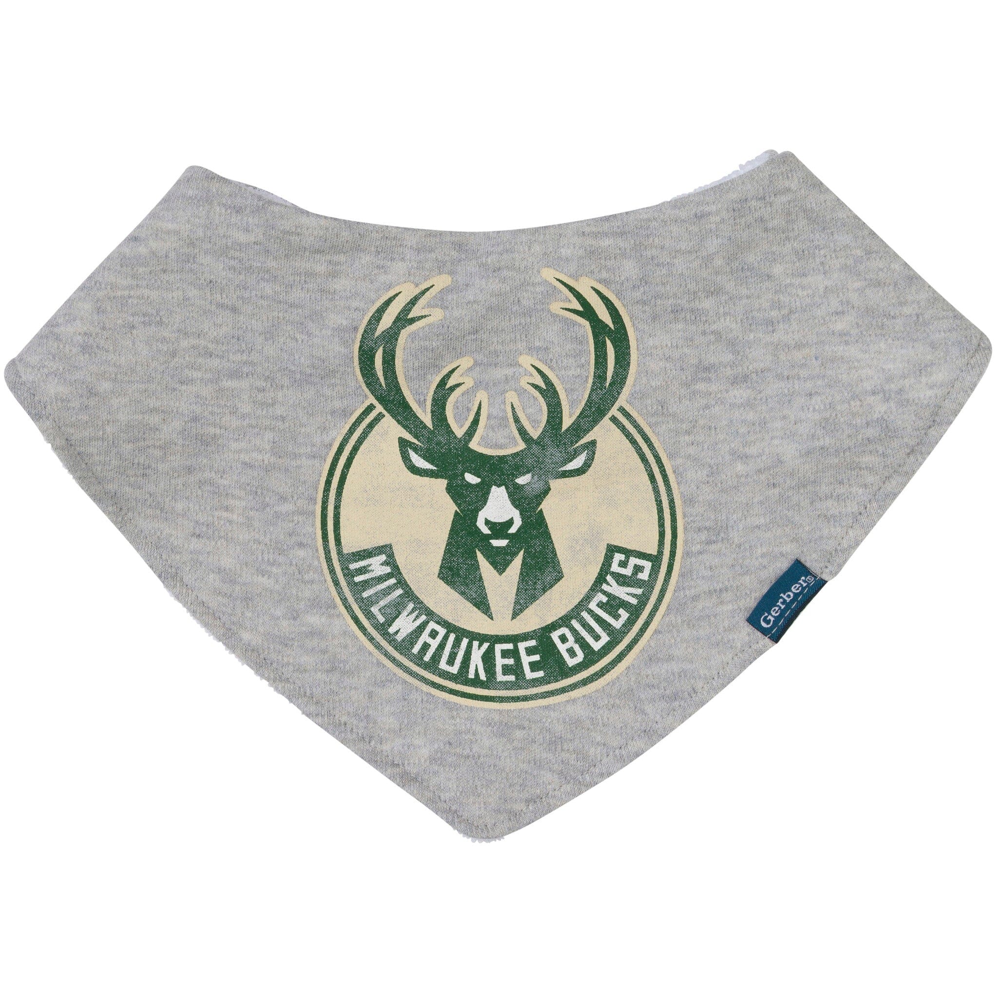 3-Piece Baby Neutral Milwaukee Bucks Bandana Bib and Burp Cloth Set - Image 2