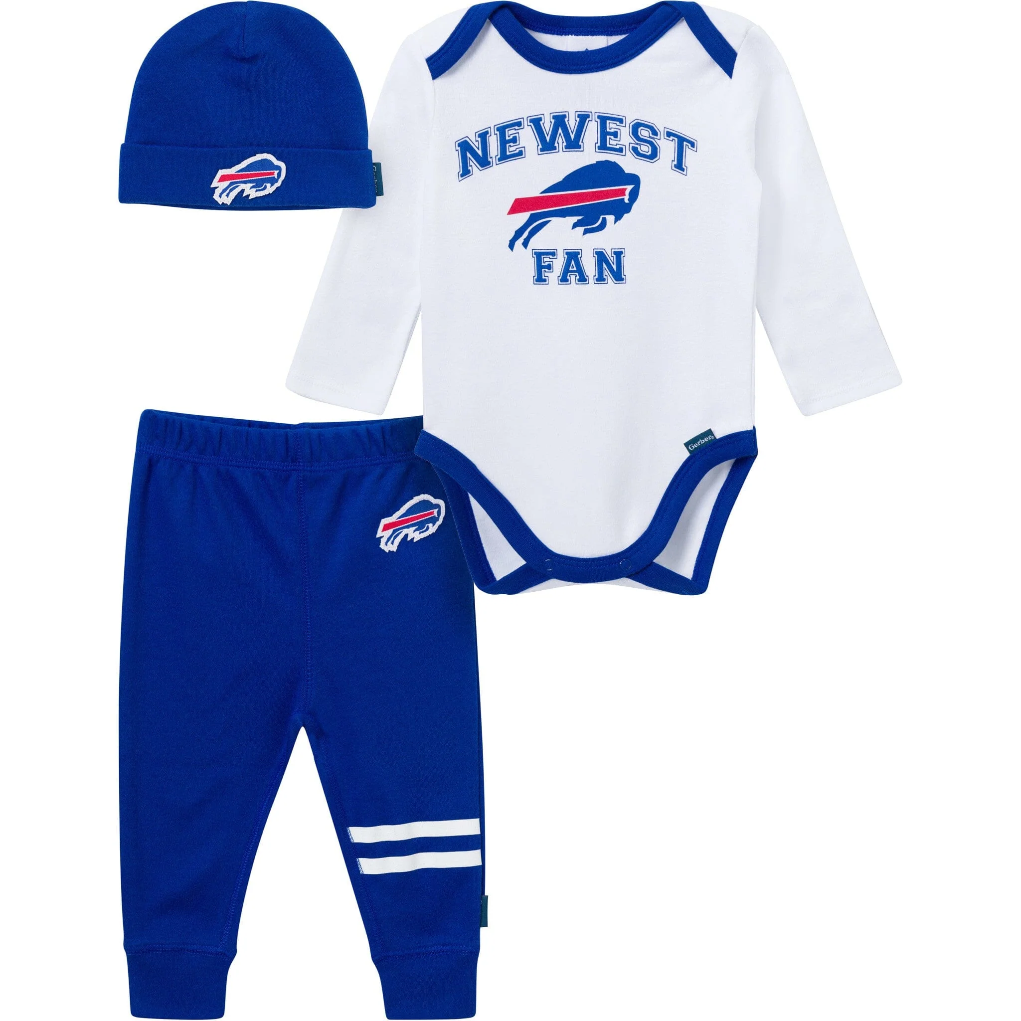 3-Piece Baby Boys Buffalo Bills Bodysuit, Active Pant and Cap Set
