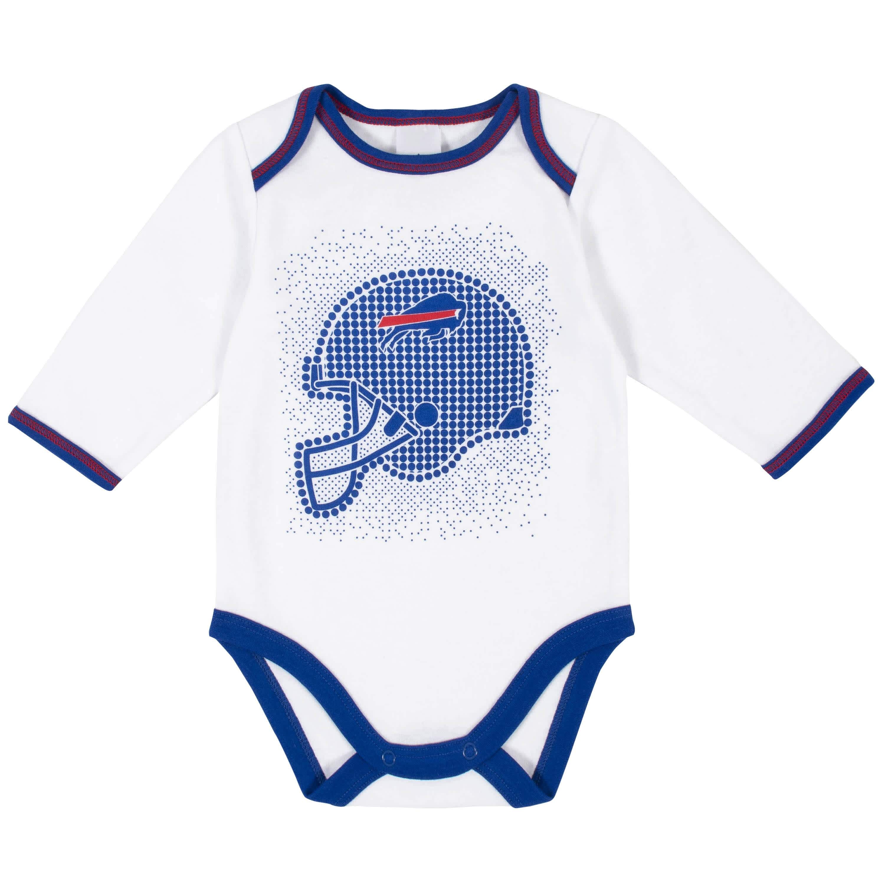 3-Piece Baby Boys Buffalo Bills Long Sleeve Bodysuit, Footed Pant, and Cap Set - Image 2
