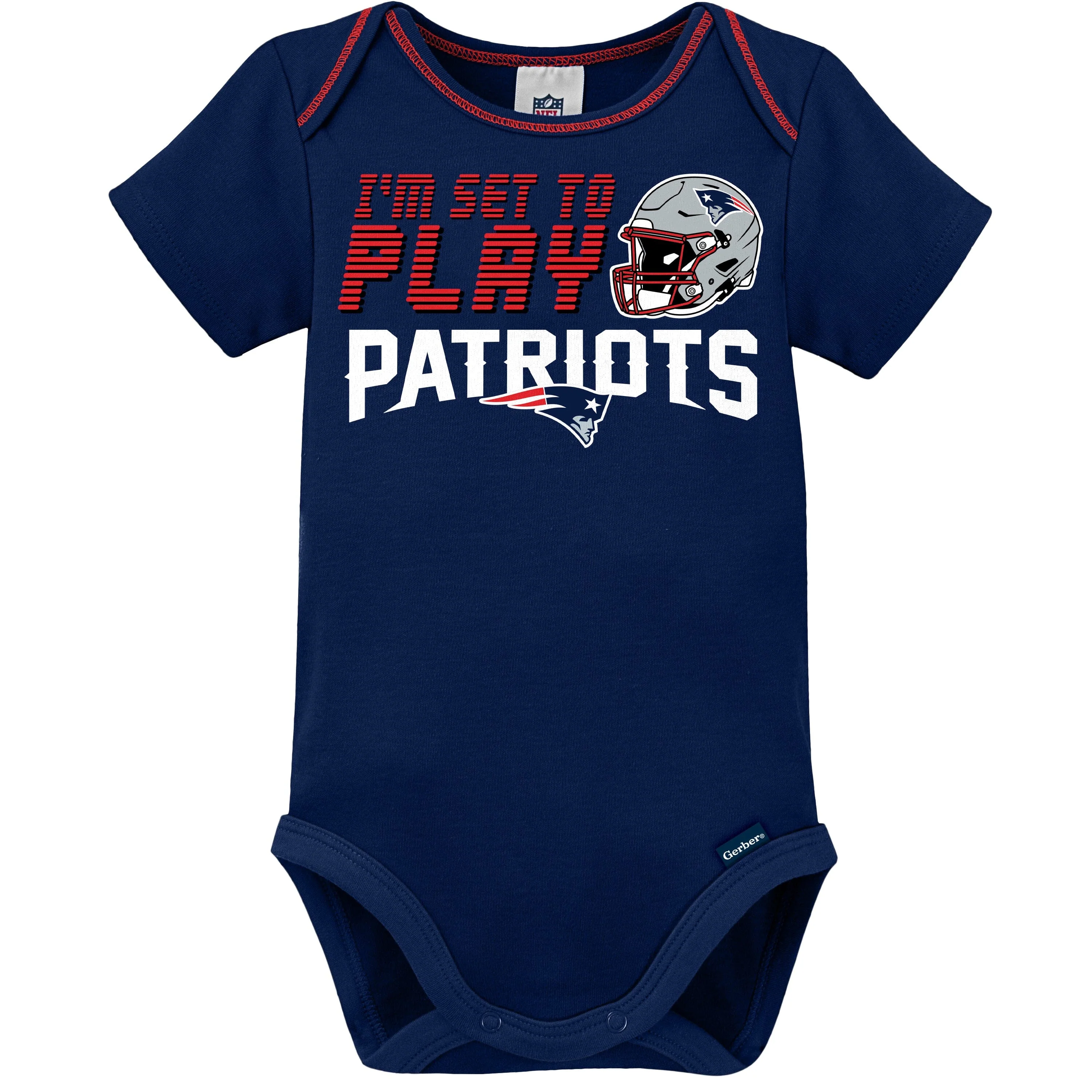 3-Piece Baby Boys New England Patriots Bodysuit, Sleep 'N Play, and Cap Set - Image 2