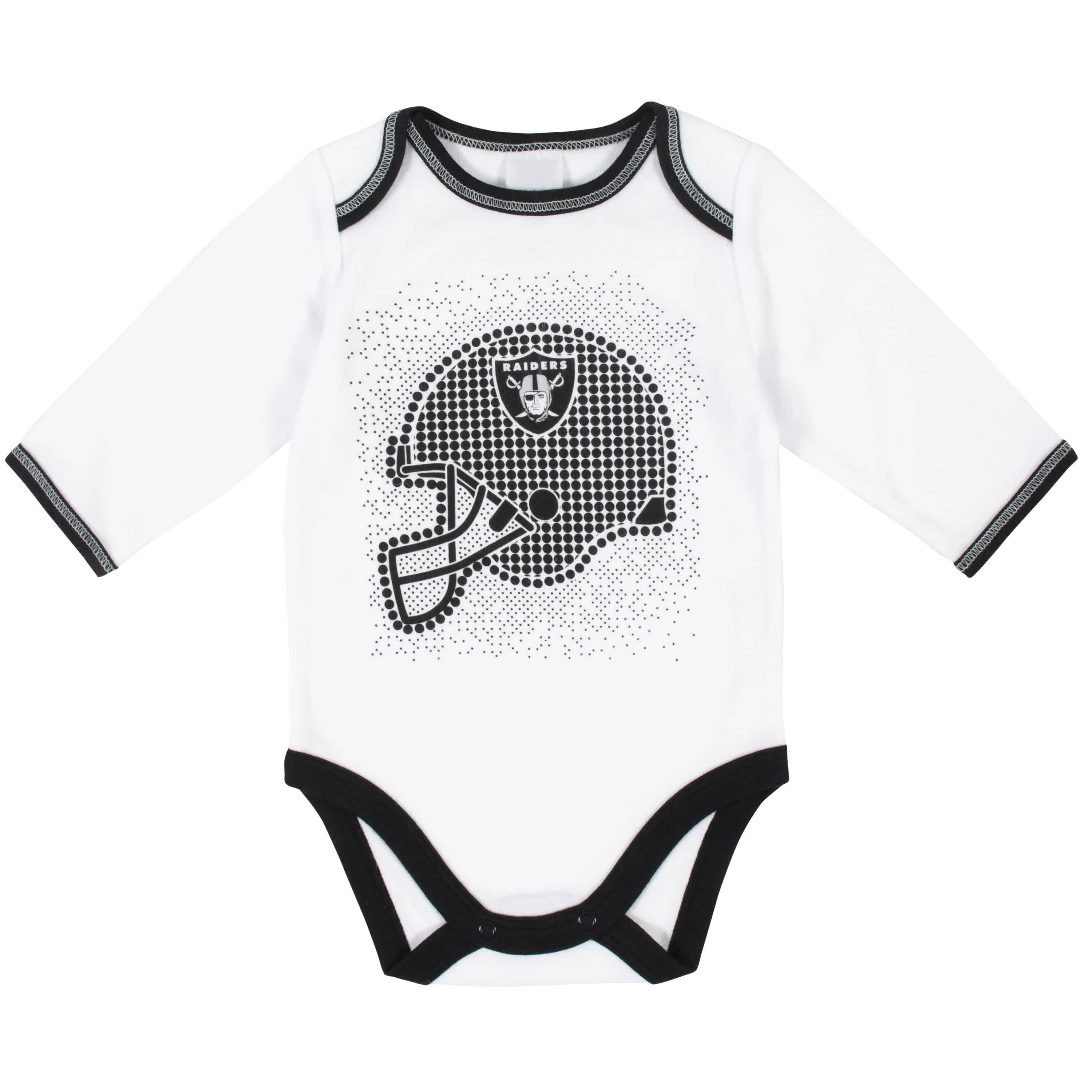 3-Piece Baby Boys Las Vegas Raiders Bodysuit, Footed Pant, and Cap Set - Image 2