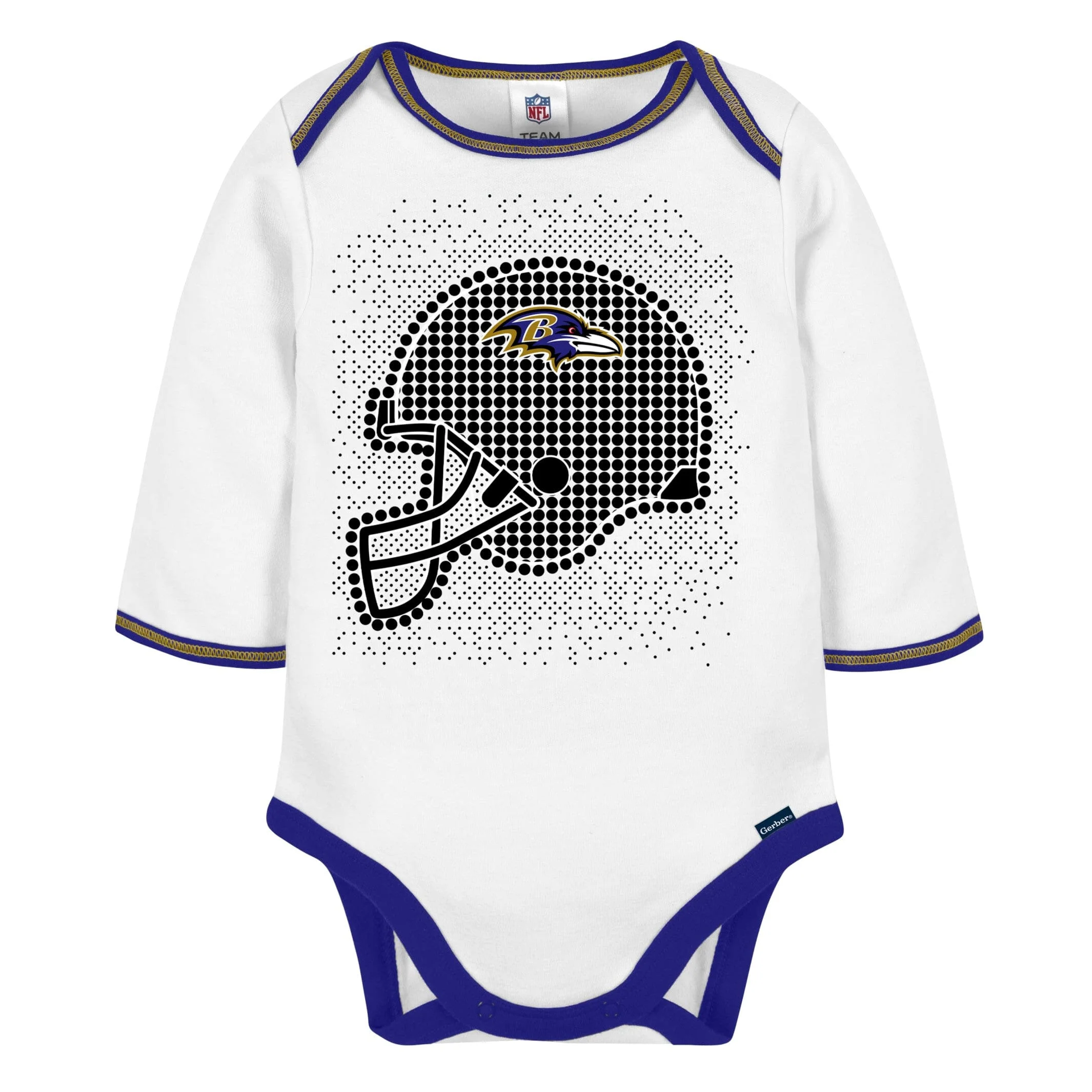 3-Piece Baby Boys Baltimore Ravens Bodysuit, Footed Pant, & Cap Set - Image 3
