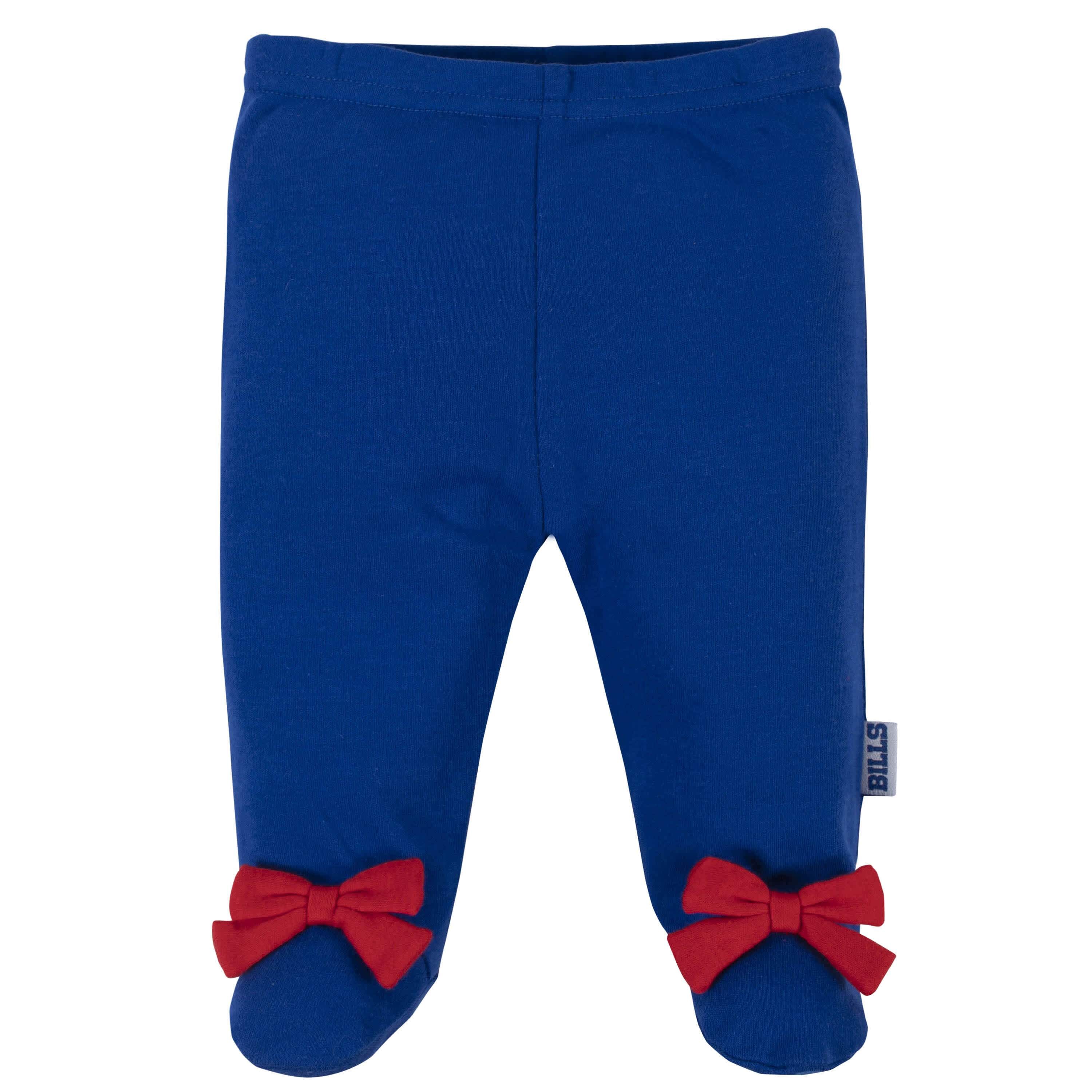 3-Piece Baby Girls Buffalo Bills Bodysuit, Footed Pant, and Cap Set - Image 3