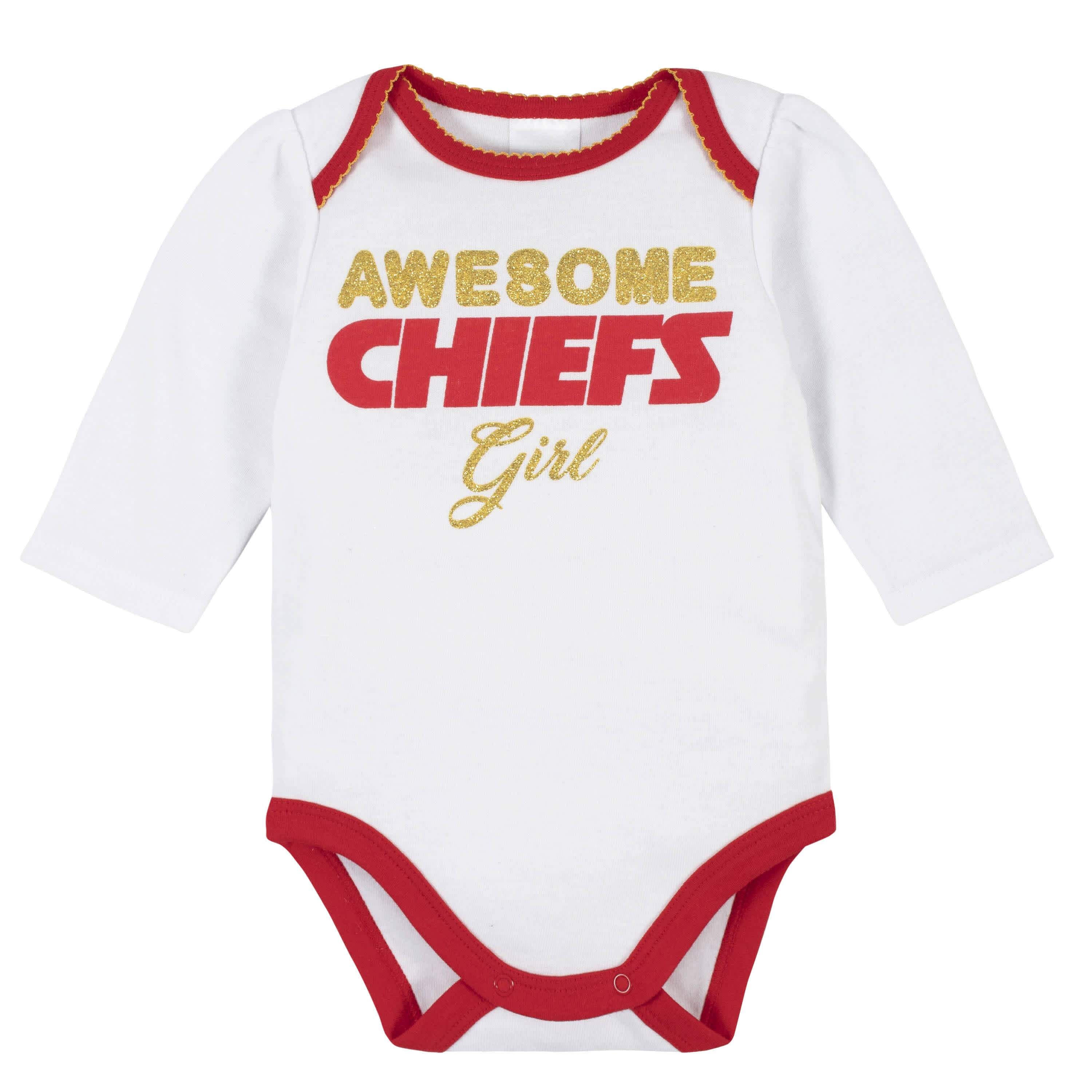 3-Piece Baby Girls Kansas City Chiefs Bodysuit, Footed Pant, and Cap Set - Image 2