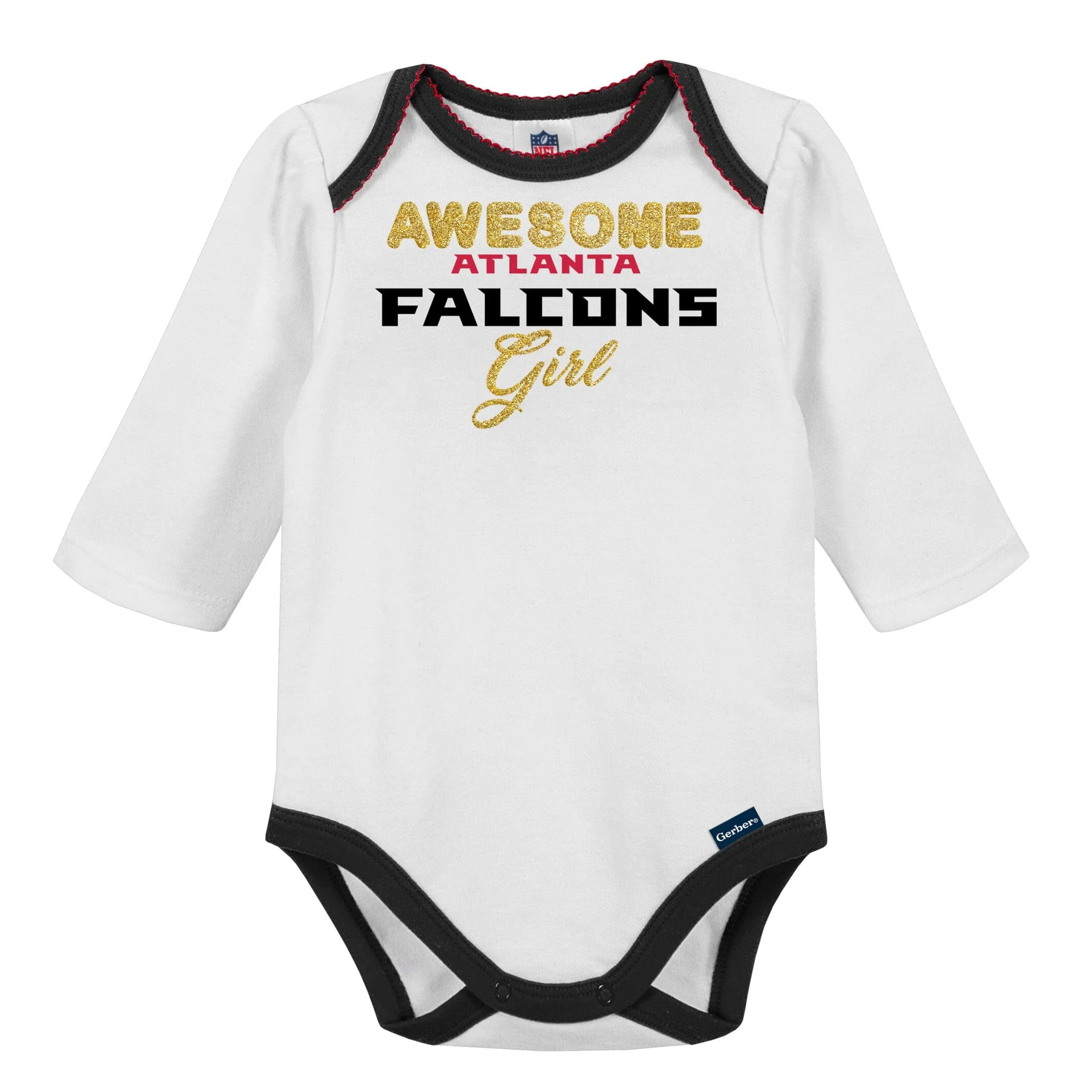 3-Piece Baby Girls Falcons Bodysuit, Footed Pant, & Cap Set - Image 3