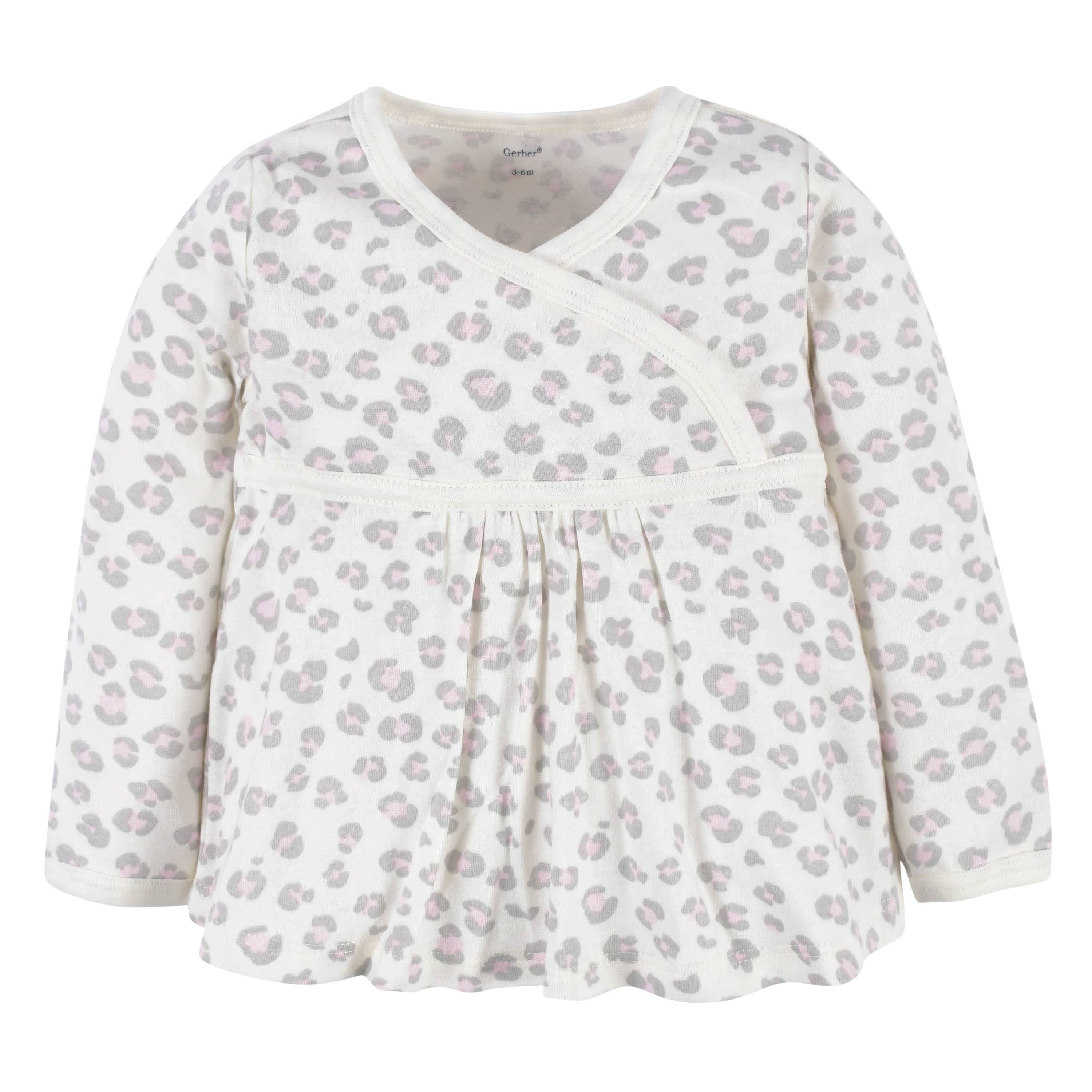 3-Piece Baby Girls Comfy Stretch Floral Leopard Long Sleeve Shirt, Footed Pant, & Cap Set - Image 4