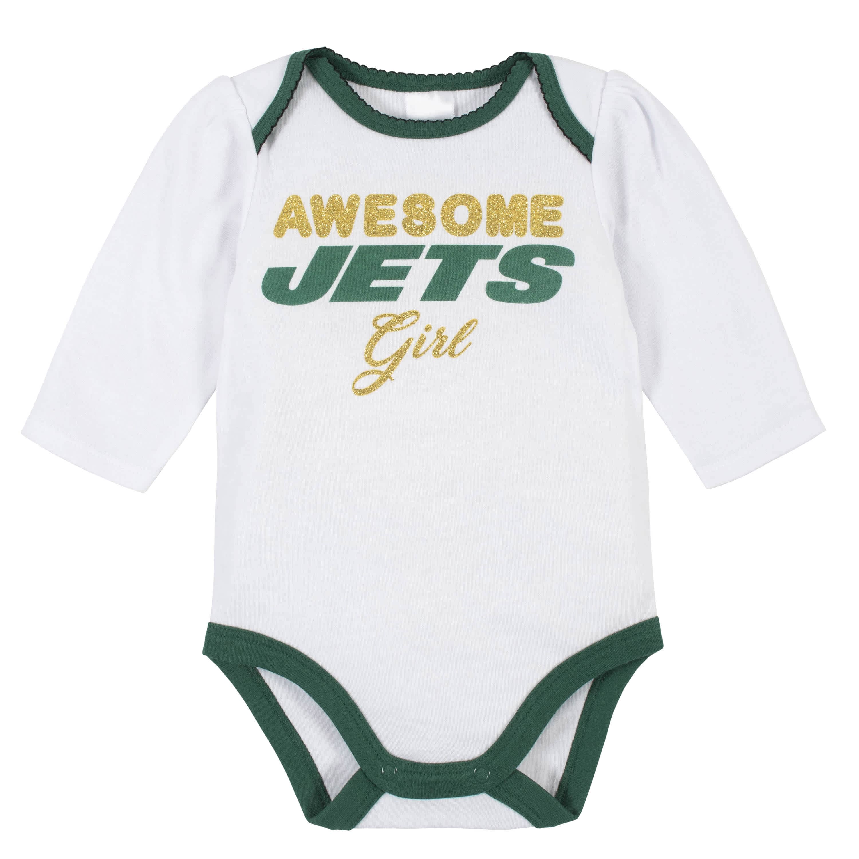 3-Piece Baby Girls New York Jets Bodysuit, Footed Pant, and Cap Set - Image 2