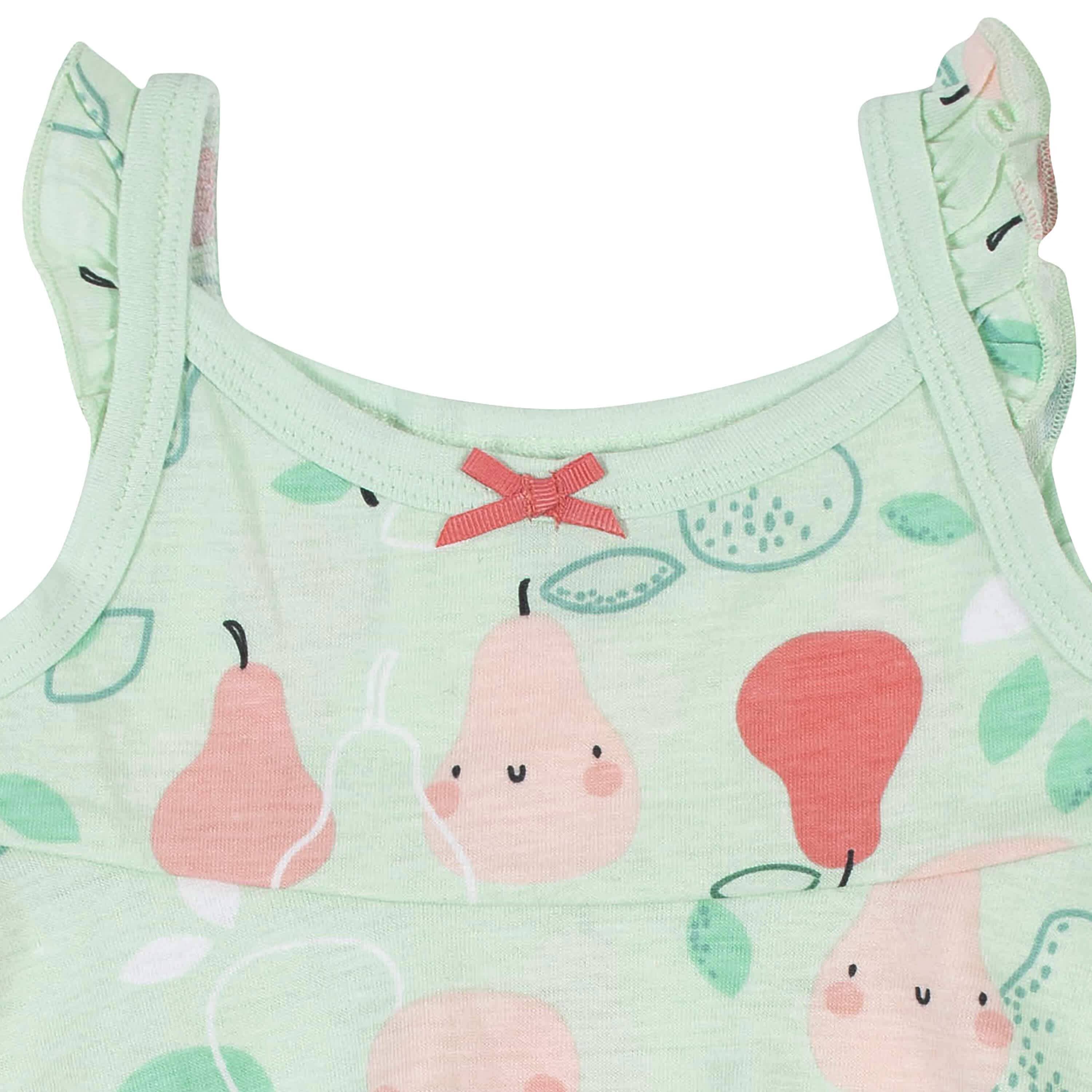 3-Piece Toddler Girls Pear Dress, Diaper Cover & Sun Hat Set, 5T - Image 2