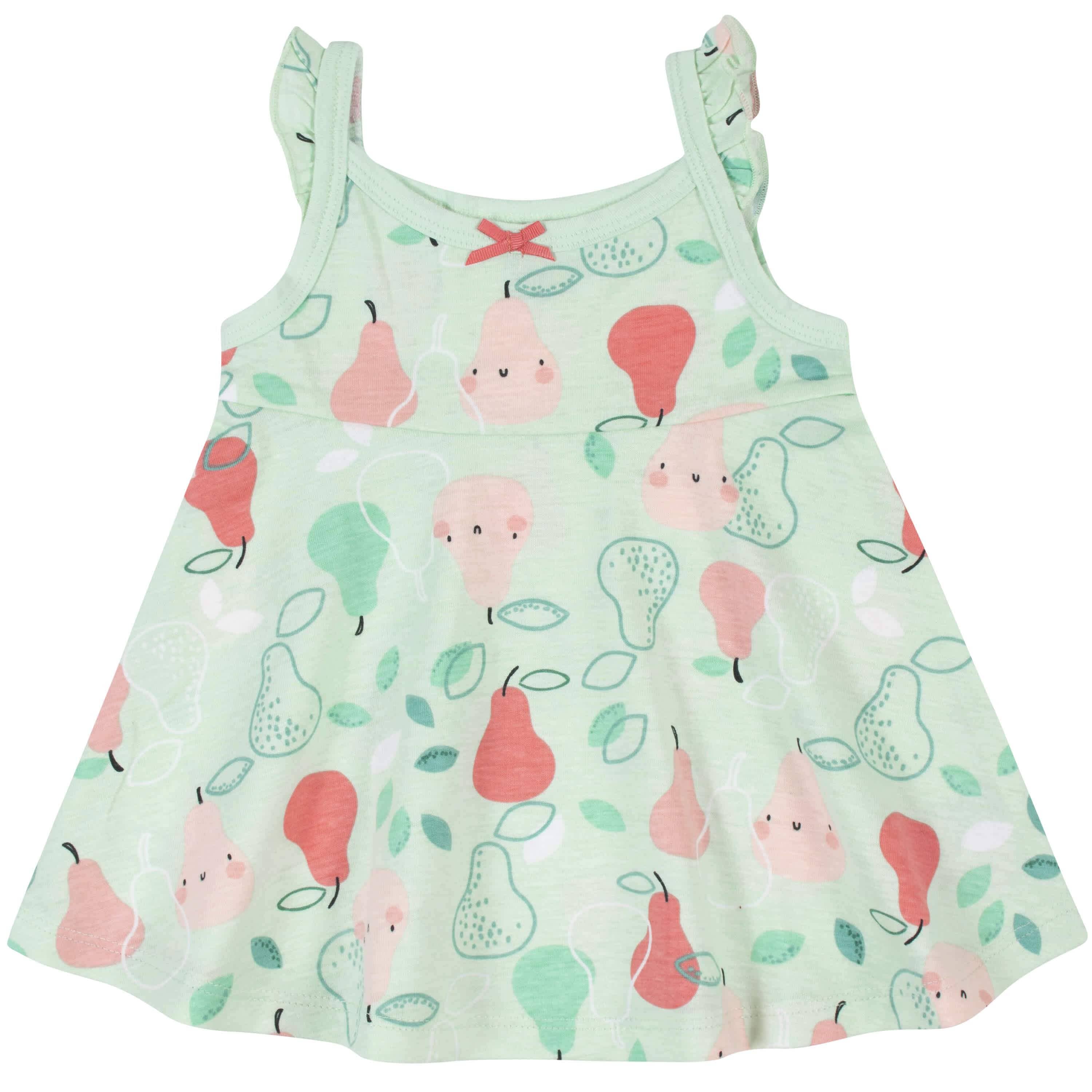 3-Piece Toddler Girls Pear Dress, Diaper Cover & Sun Hat Set, 5T - Image 3
