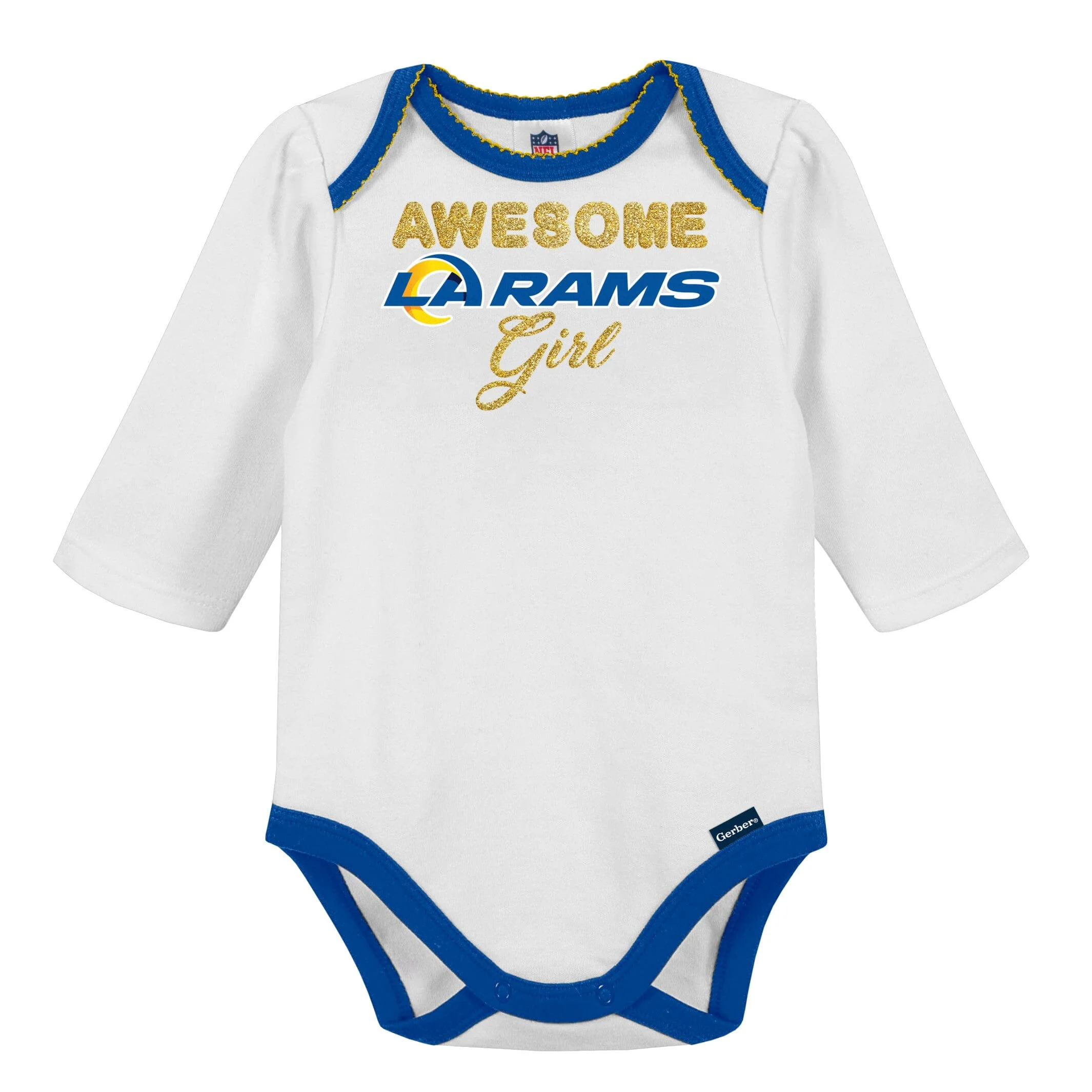 3-Piece Baby Girls Rams Bodysuit, Footed Pant, & Cap Set - Image 3