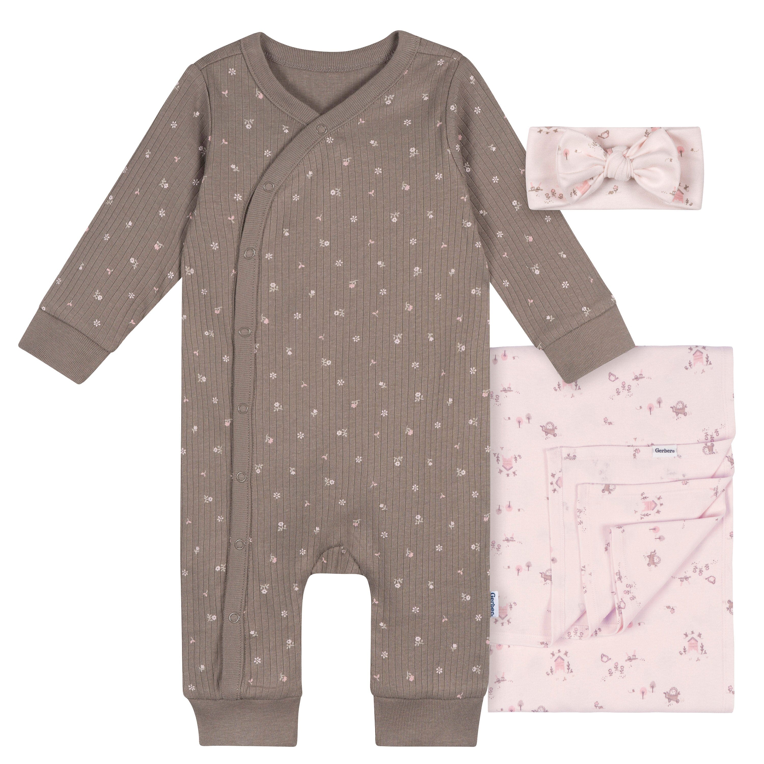 3-Piece Baby Girls Garden Sleep Starters Gift Set