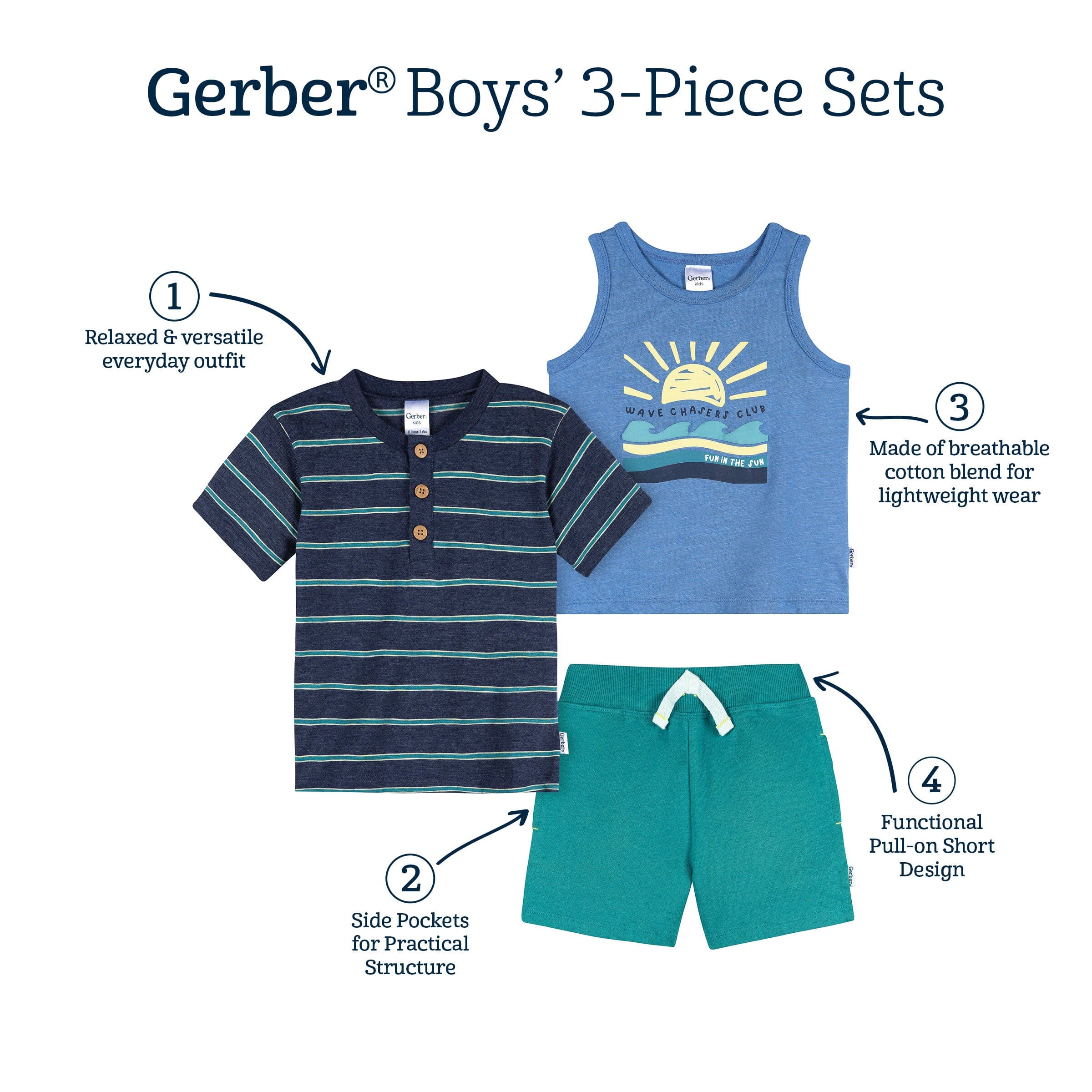 3-Piece Infant & Toddler Boys Chasing Waves T-Shirts & Shorts - Image 7