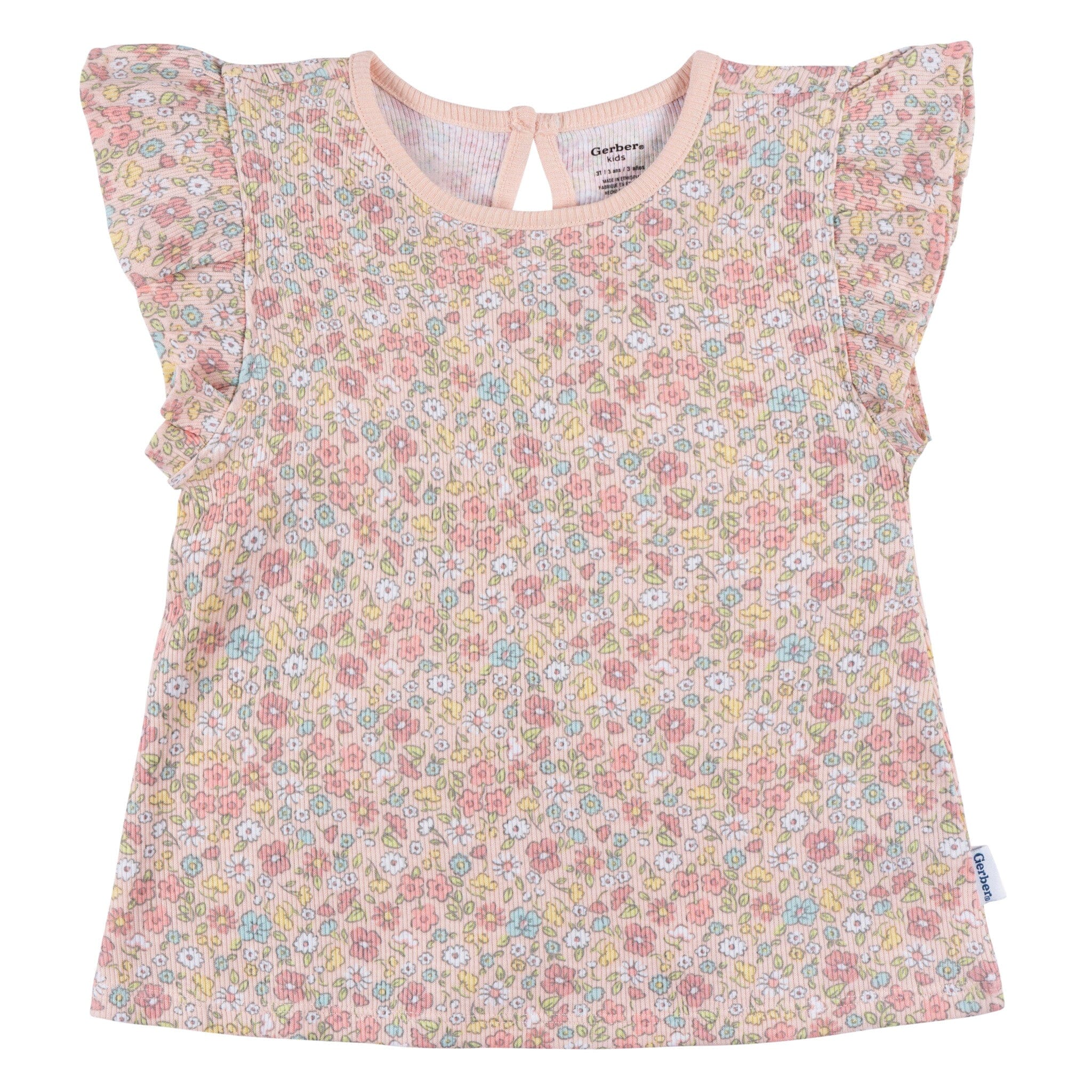 3-Piece Infant & Toddler Girls Pink Floral Shirts and Shorts Set - Image 4