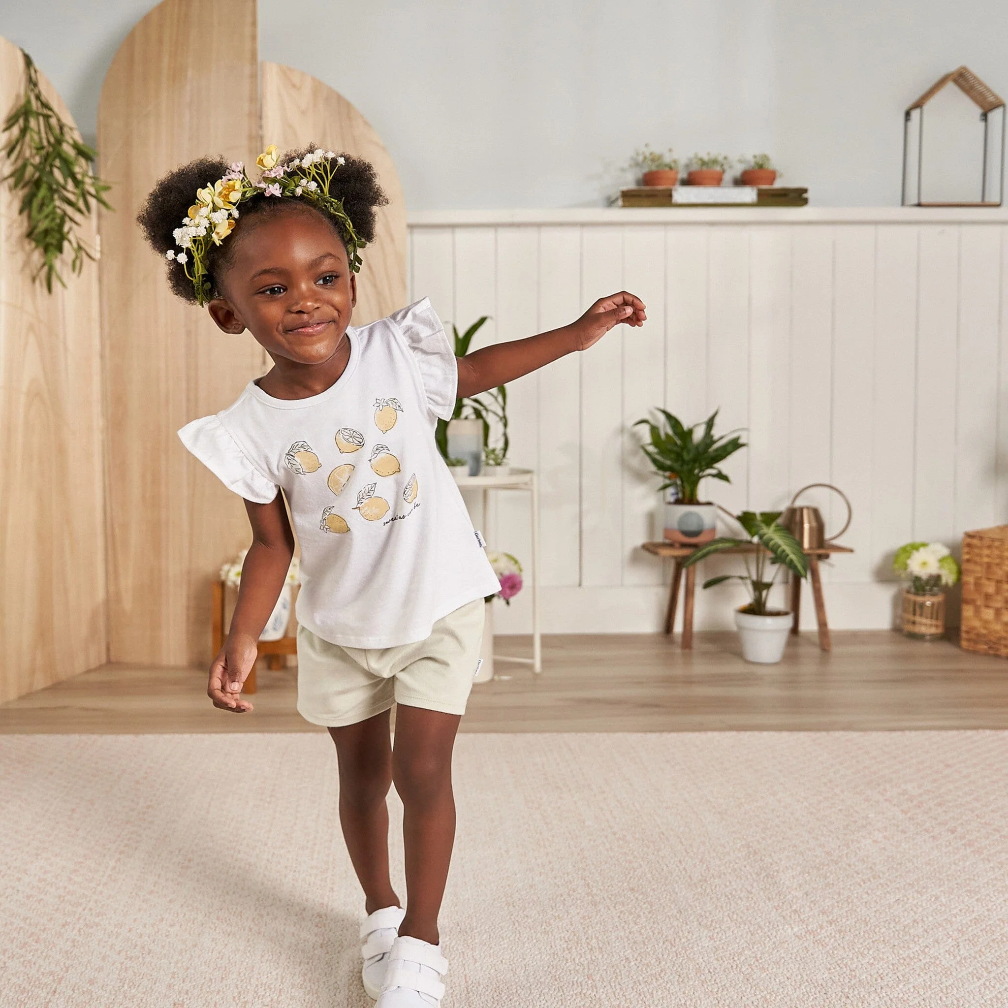 3-Piece Infant & Toddler Girls Lemons Shirts and Shorts Set - Image 3