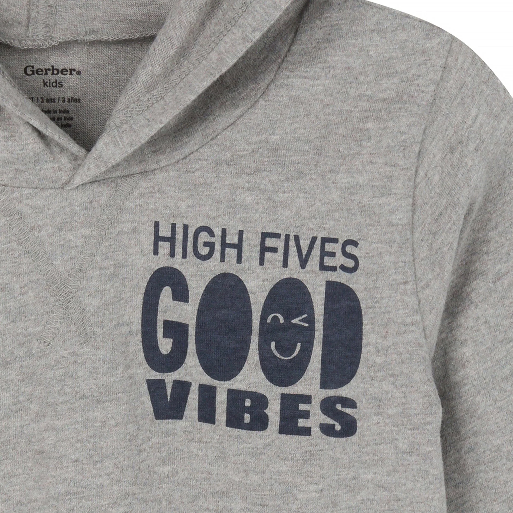 3-Piece Toddler Boys Good Vibes Tee, Hooded Top and Joggers Set - Image 4