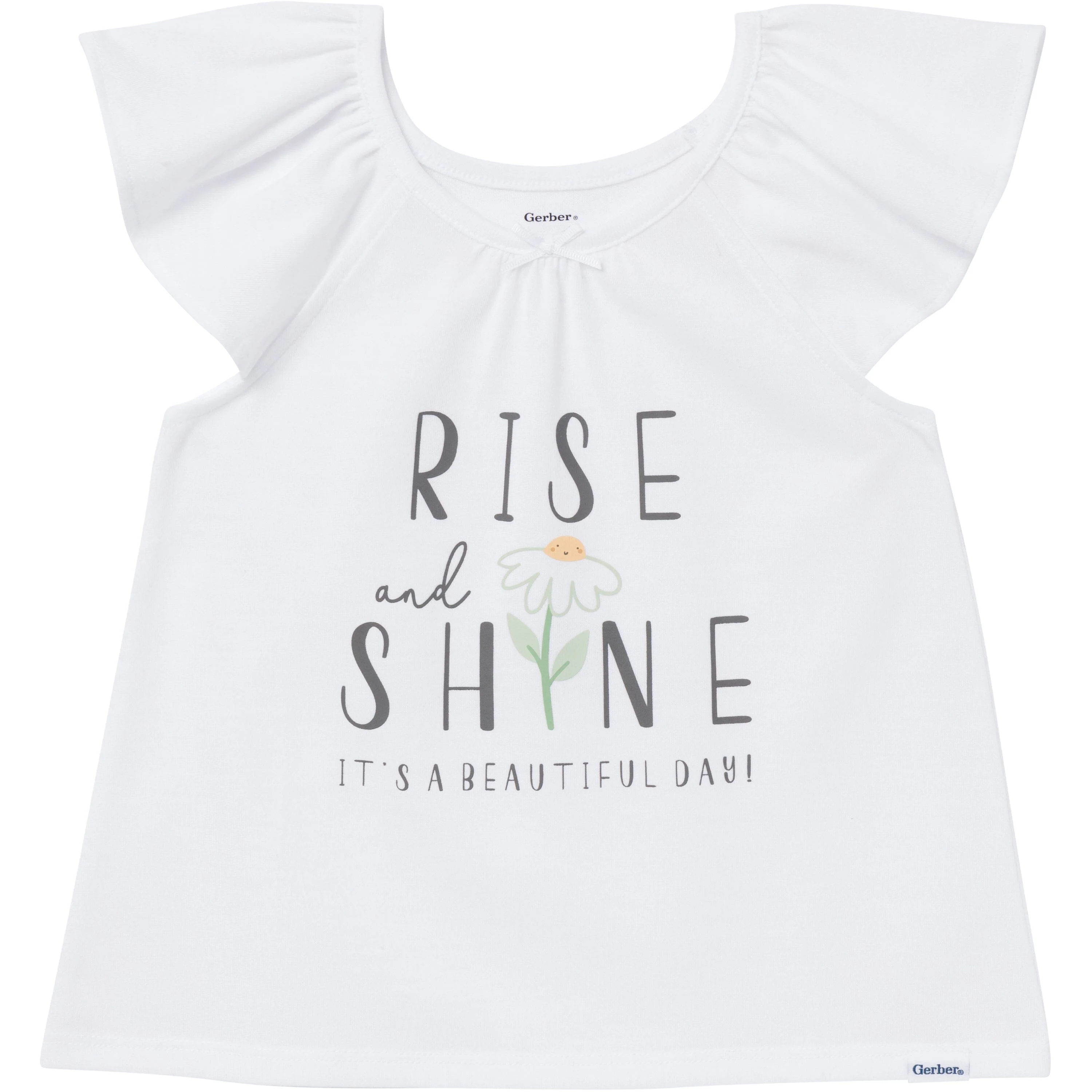 3-Piece Toddler Girls Daisies T-Shirt, Shorts & Pants Pajama Set - Image 2